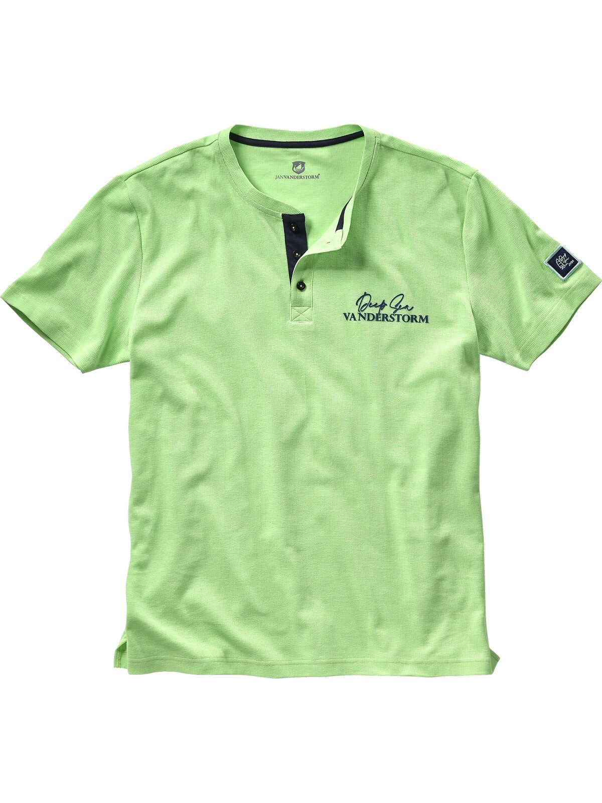Jan Vanderstorm T-Shirt »T-Shirt GORTAN«, (1 tlg.), mit Knopfleiste & Aufdruck