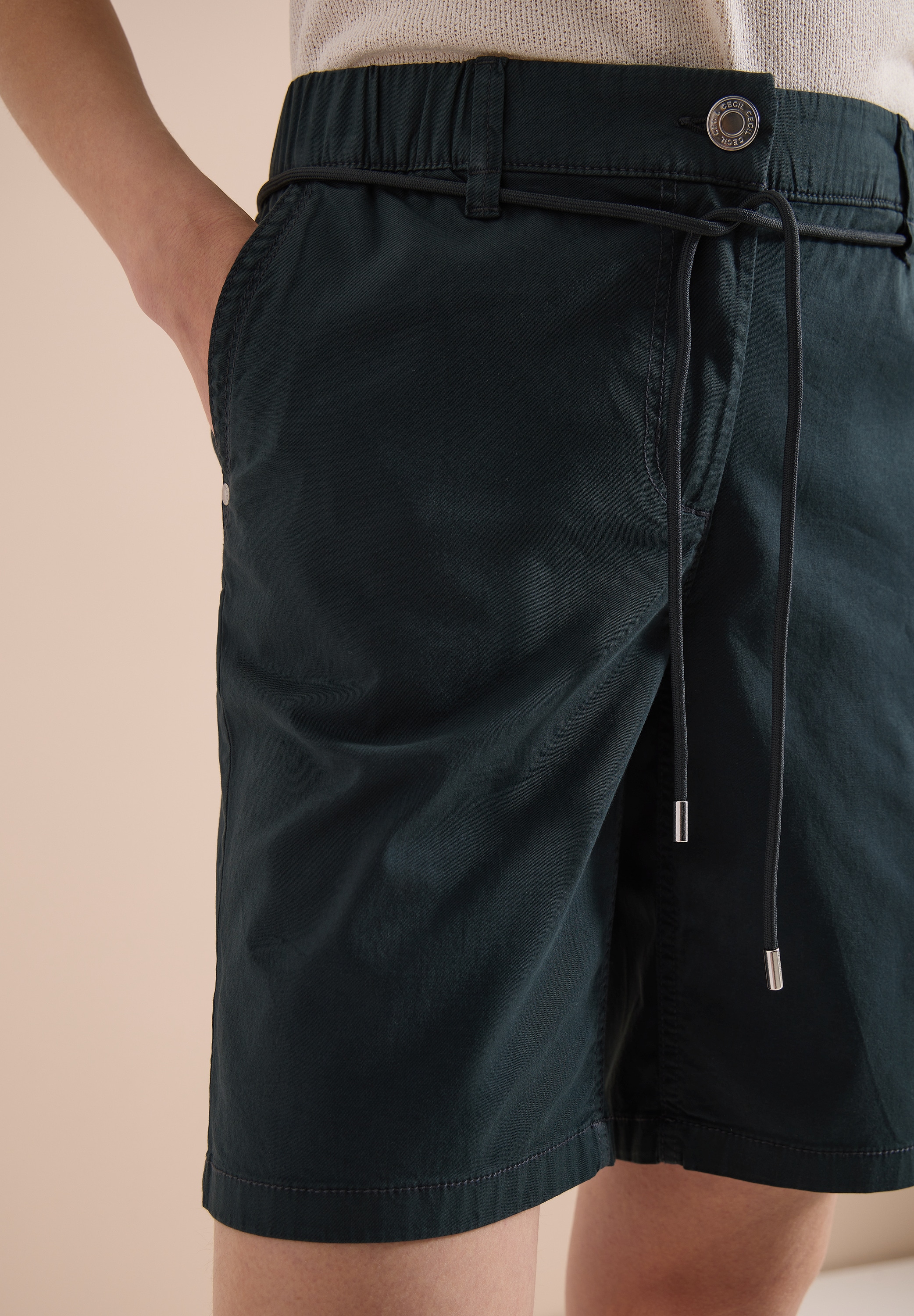 Cecil Shorts  Unifarbe, Loose Fit, mit Kordel