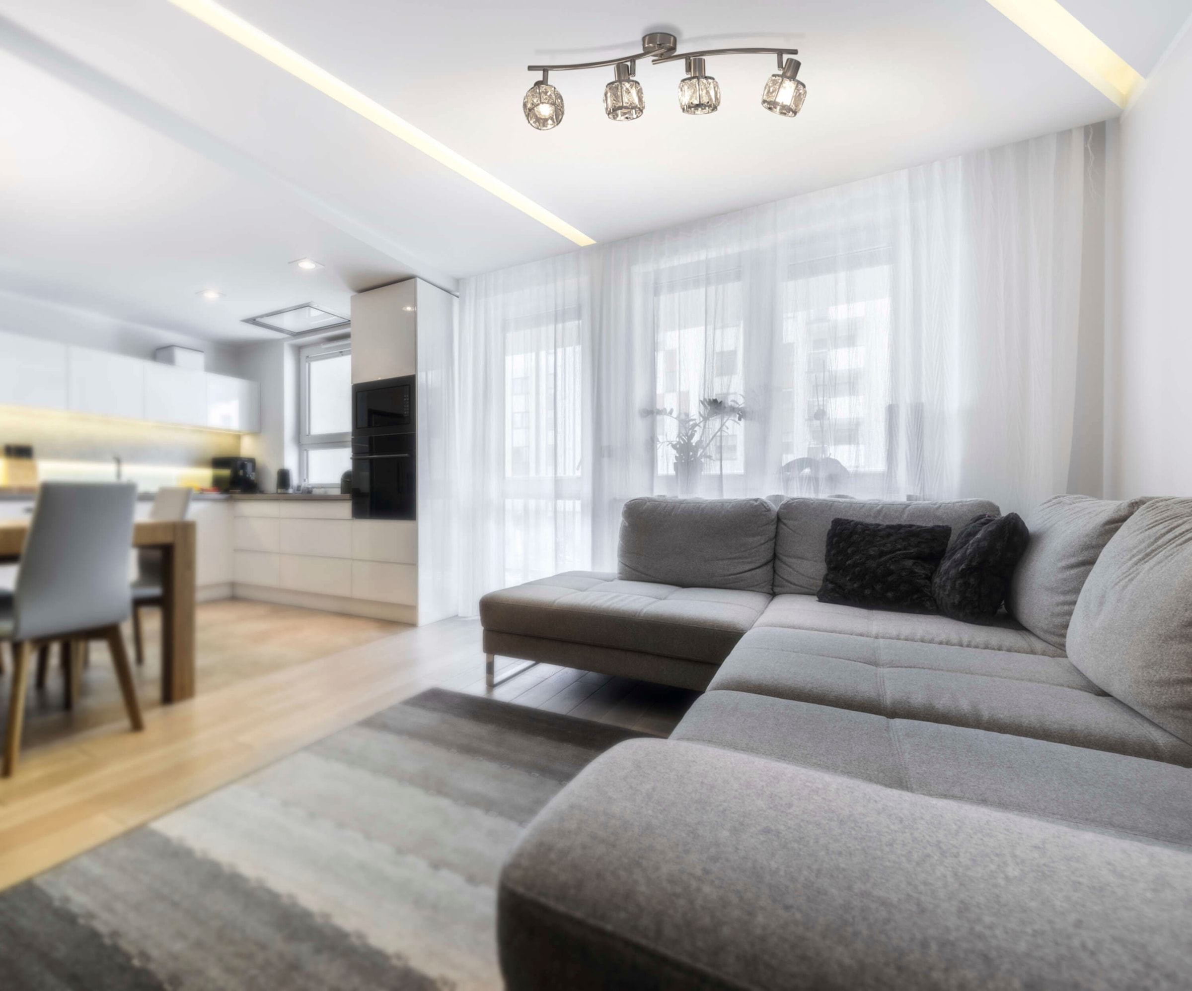 näve LED Deckenspot »Josefa«, 4 flammig, Leuchtmittel E14 | LED fest integriert, Schirme aus facettiertem Glas, inkl. LED-Leuchtmittel in Warmweiß