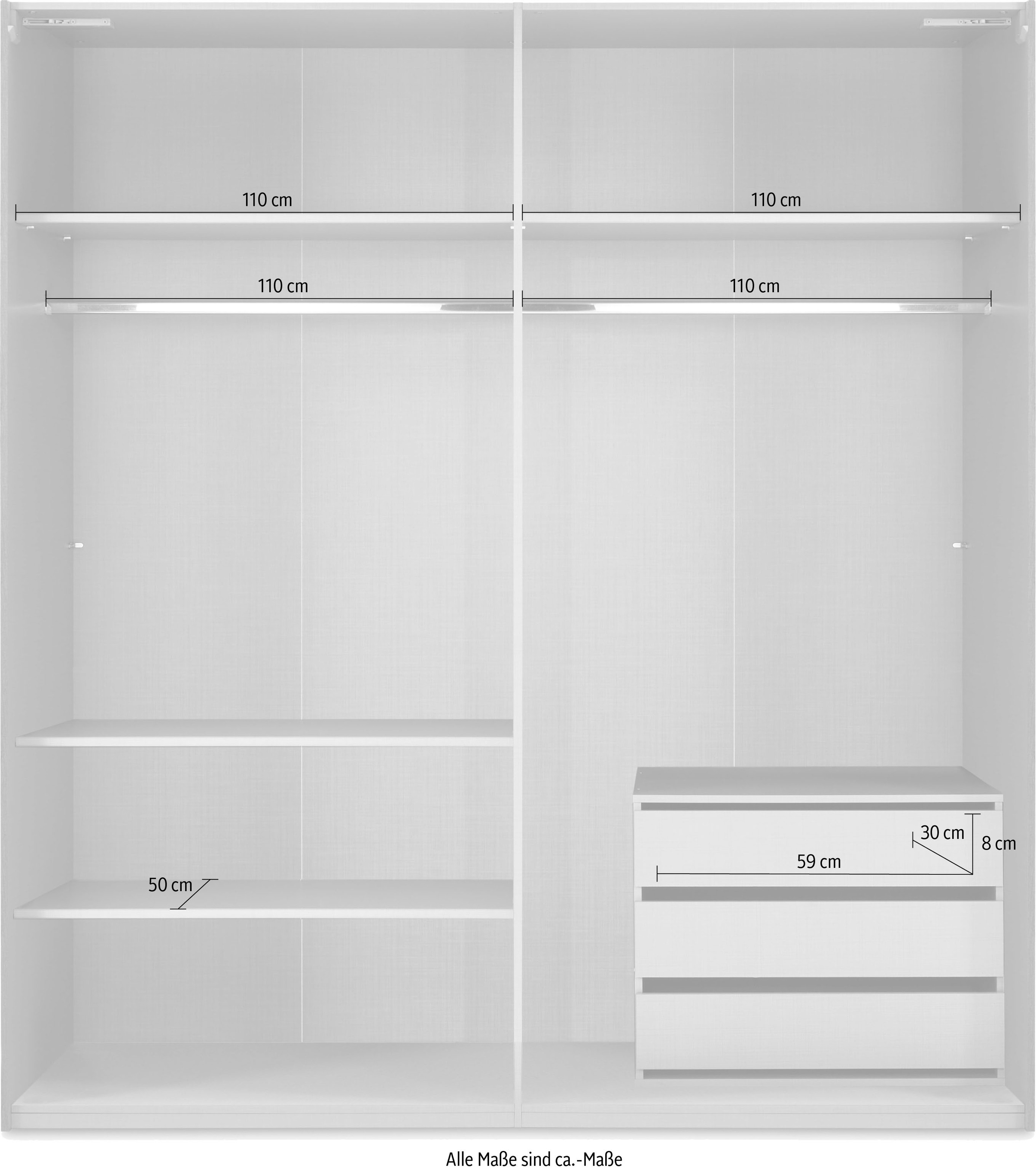 Wimex Schwebetürenschrank »Ernie Kleiderschrank mit Spiegel, Made in Germany TOPSELLER«, (Wähle aus verschiedenen Größen deinen perfekten Stauraum!), Schlafzimmerschrank weiß 225cm Breit Preisknaller Premium