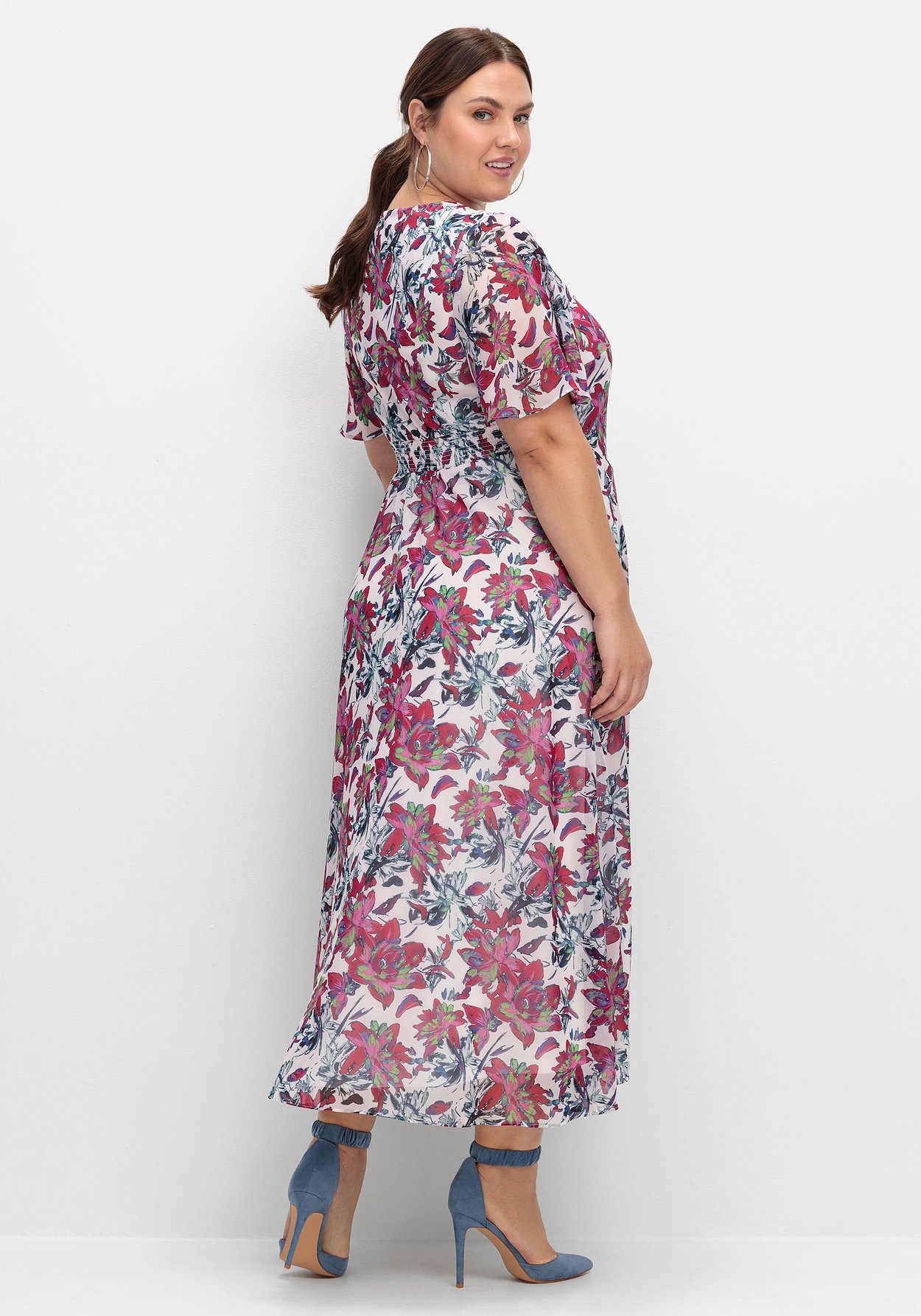 Sheego Abendkleid »Chiffonkleid mit Blumenprint, blickdicht gefüttert«