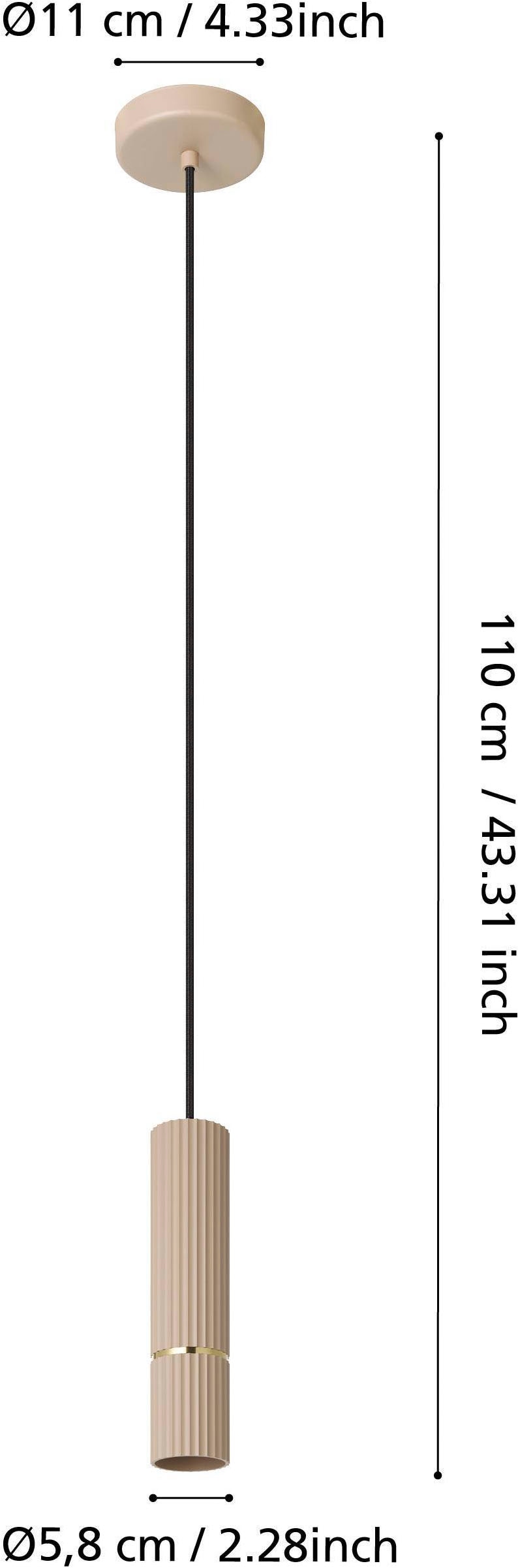 EGLO Hängeleuchte »Caminia Hängelampe, beige und gold, Esstischlampe, Pendelleuchte, GU10« GU10 1 Stk. Hängeleuchte - H110 x Ø6 cm - sandfarben, messing-gebürstet