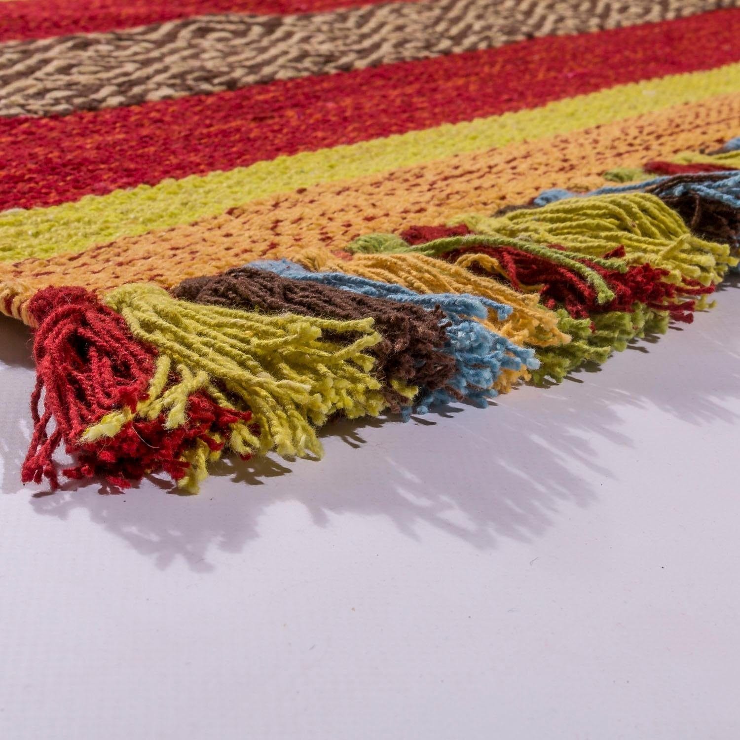 Paco Home Teppich »Kilim 213«, rechteckig, handgewebter Wendeteppich, reine Baumwolle, gestreift, Wohnzimmer