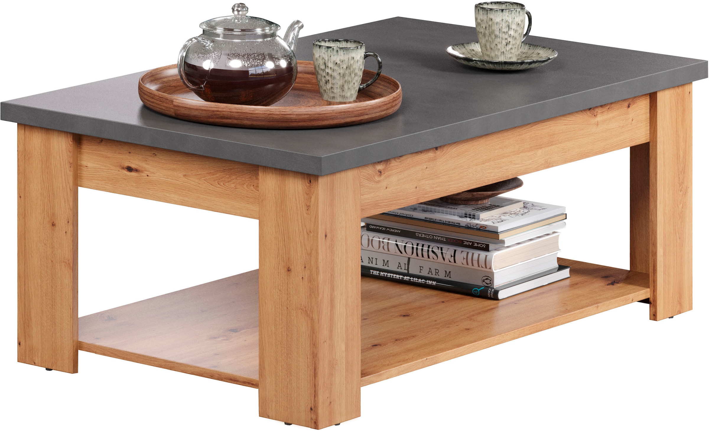 Home affaire Couchtisch »Ambres«, (1 St.), rechteckiger Sofatisch mit Ablage - Maße (B/T/H) 120/67/46 cm