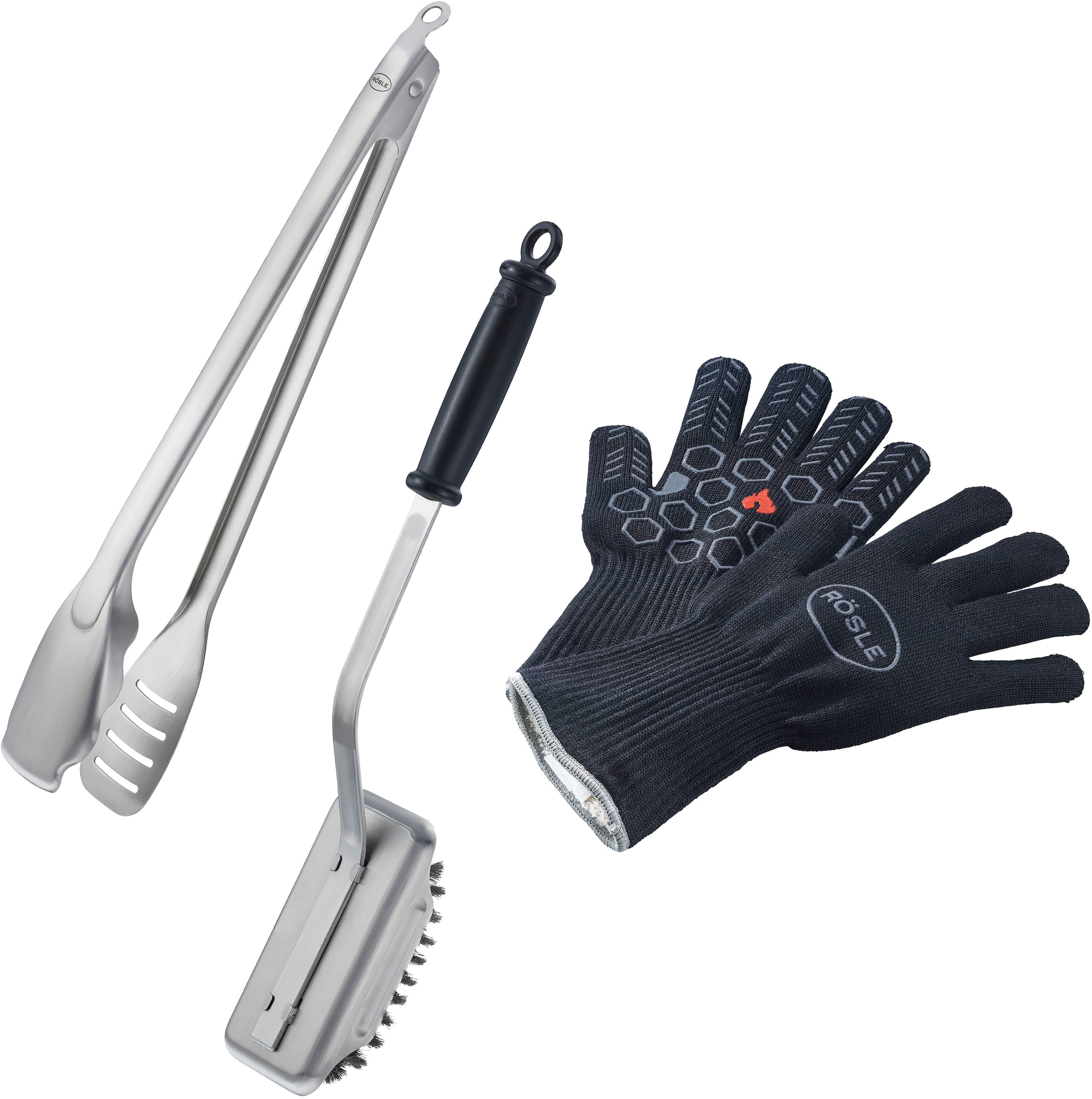 Rösle Grillbesteck-Set »BBQ Premium«, (3 tlg.), Grillhandschuhe, BBQ-Grillzange und...