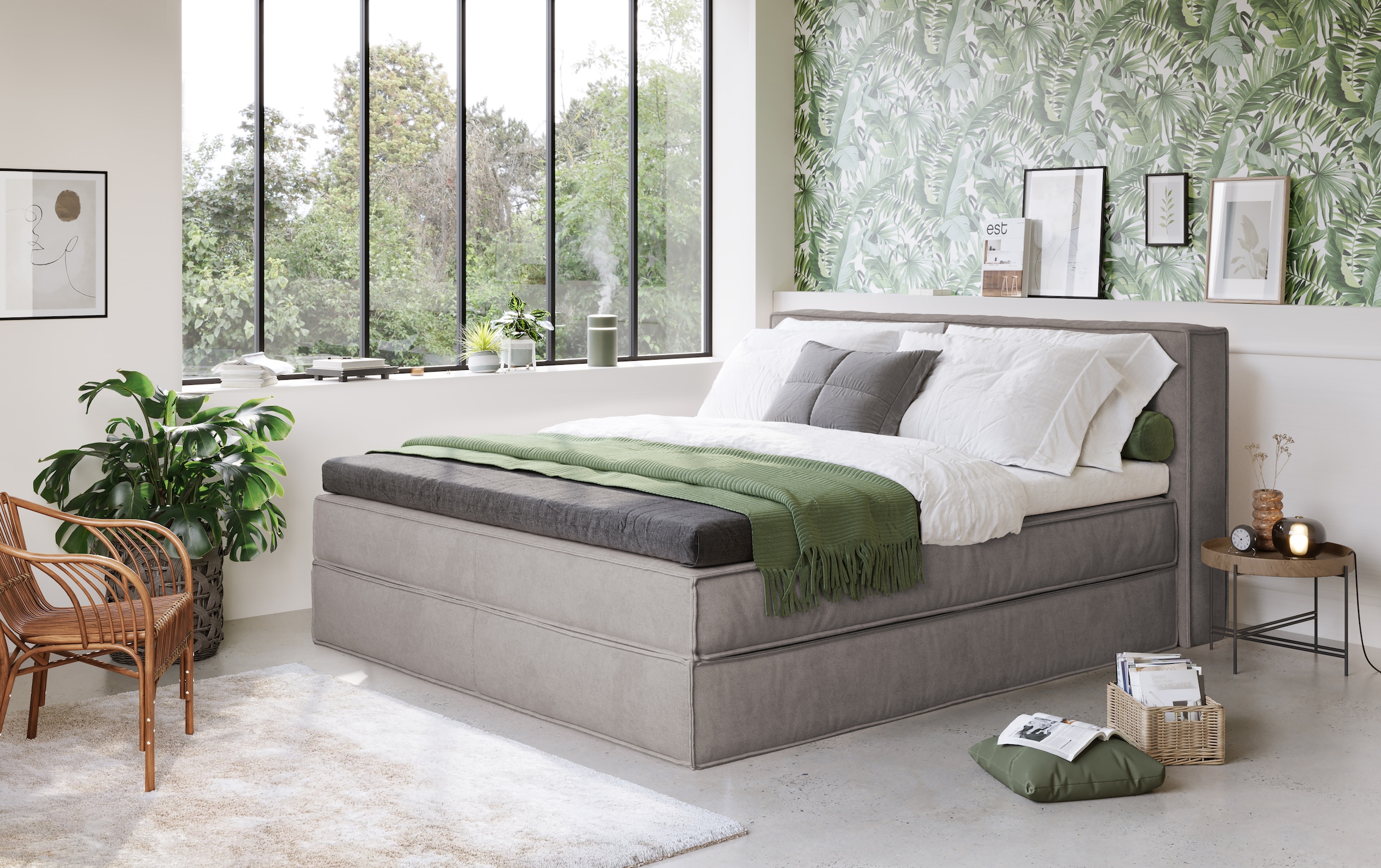 Home affaire Boxspringbett »Milano«, Boxbett inkl. Topper, 2 Matratzen, Härtegrade H2, H3 und H4 wählbar