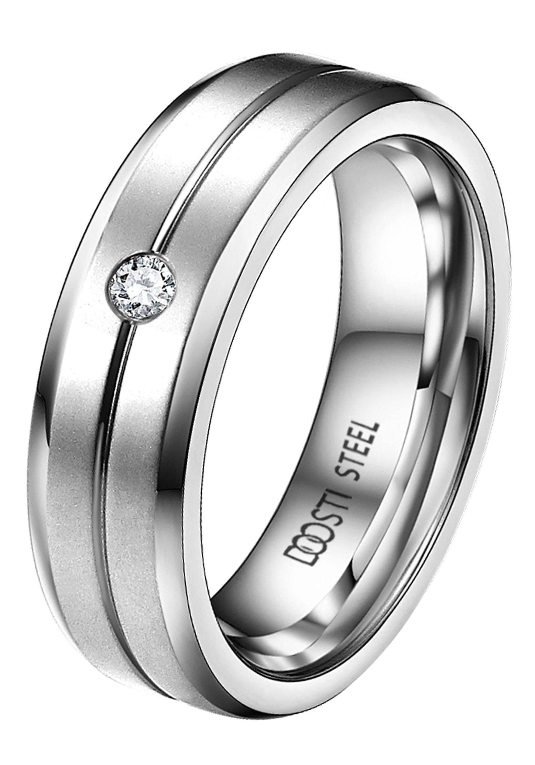 DOOSTI Trauring »Schmuck Geschenk Edelstahl Trauring Ehering Partnerring LIEBE«, Made in Germany - wahlweise mit oder ohne Zirkonia