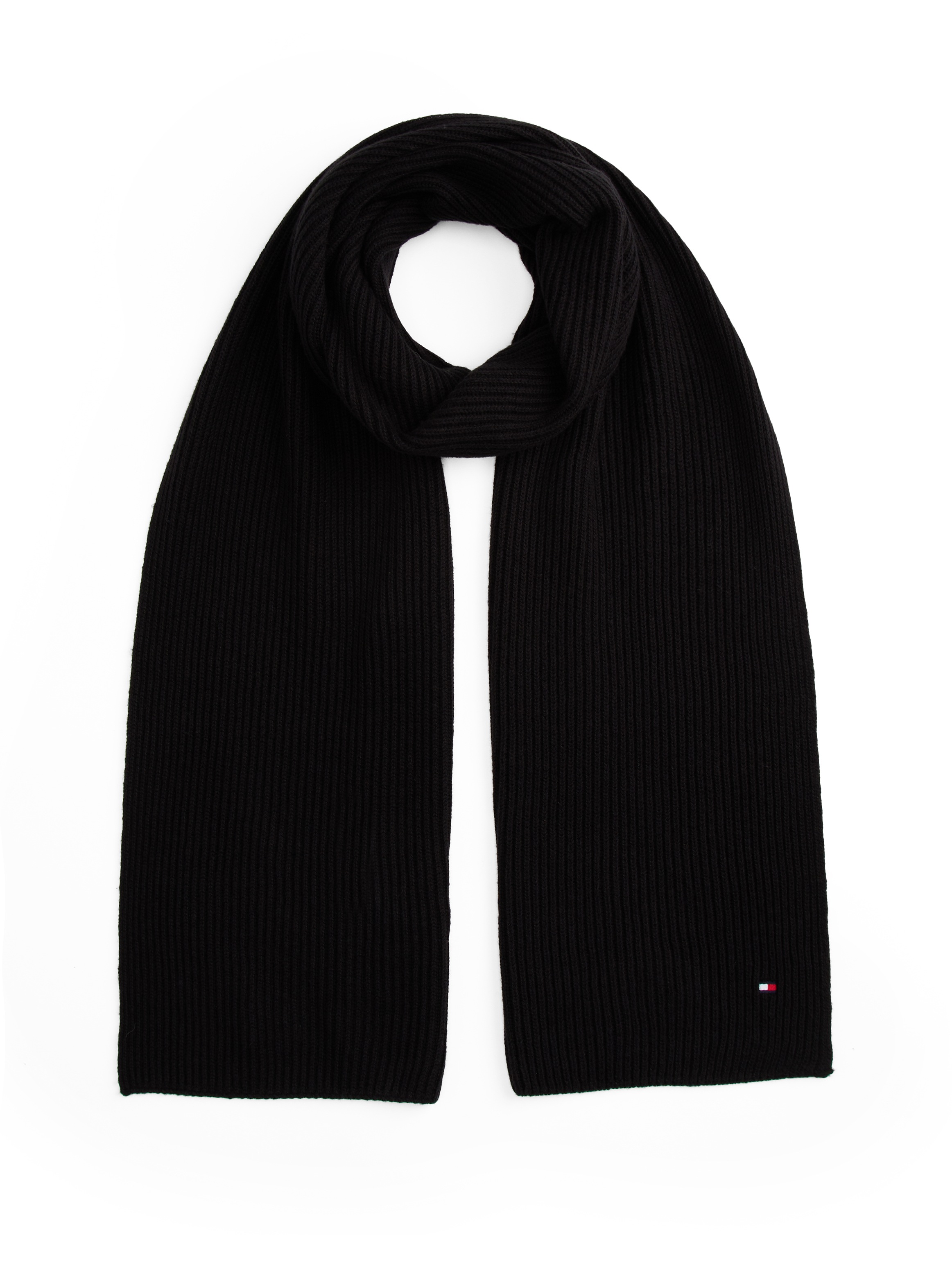 Tommy Hilfiger Strickschal »TH FLAG PIMA COTTON CASH SCARF« mit Logostickerei, mit Kaschmiranteil Unisex
