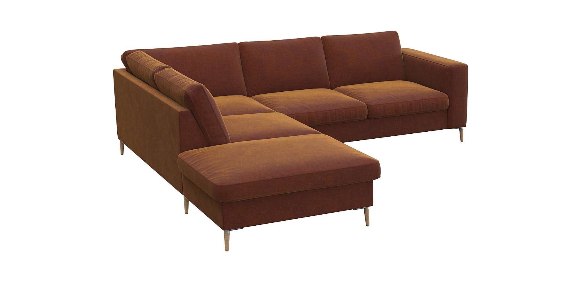 FLEXLUX Ecksofa »Fiore, L-Form«, breite Armlehnen, Füße Alu/Eiche, B/T 241/225 cm, Kaltschaum im Sitz