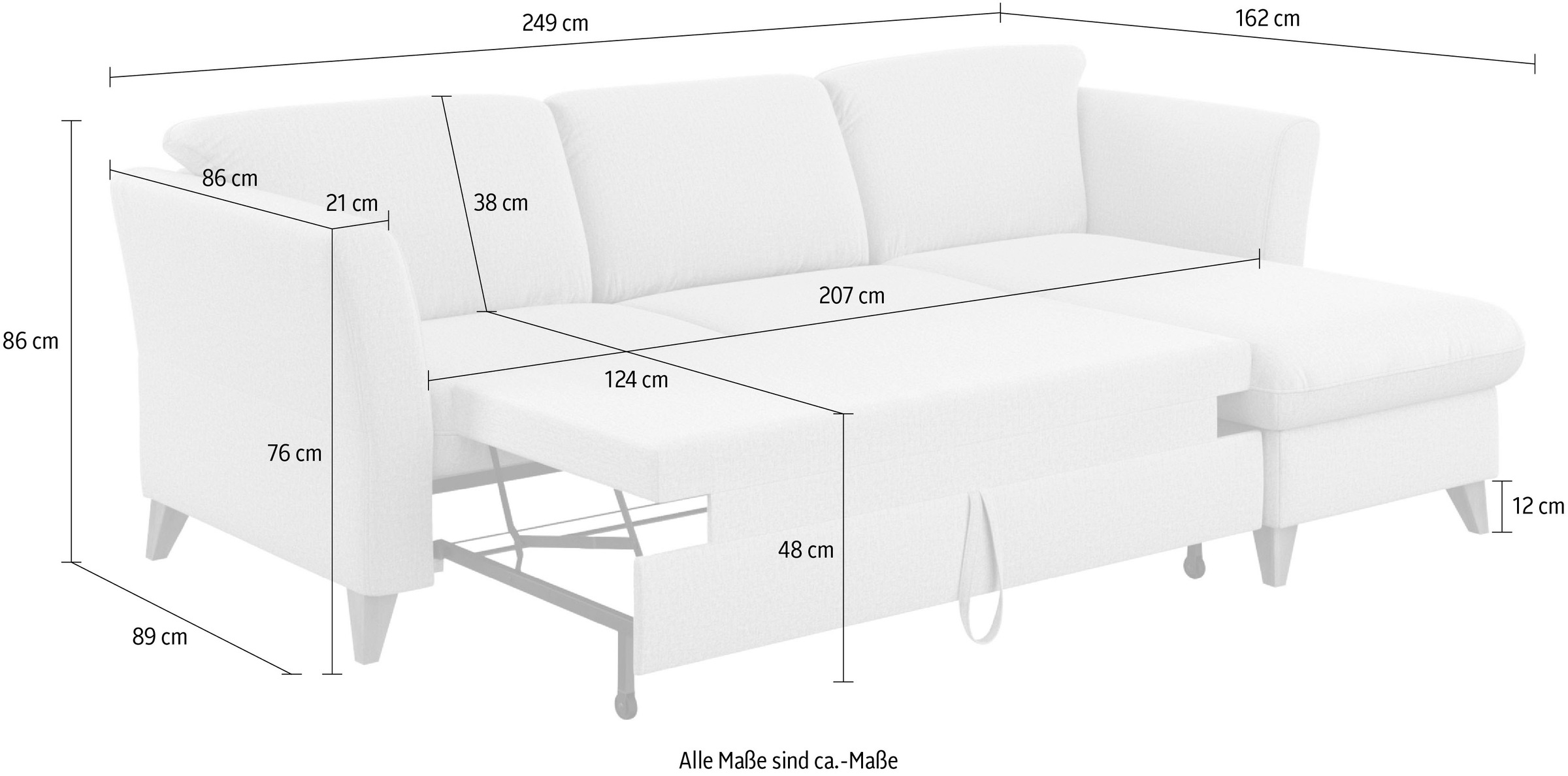 Home affaire Ecksofa »Trelleborg L-Form«, Federkern-Polsterung, wahlweise mit Bettfunktion und Bettkasten