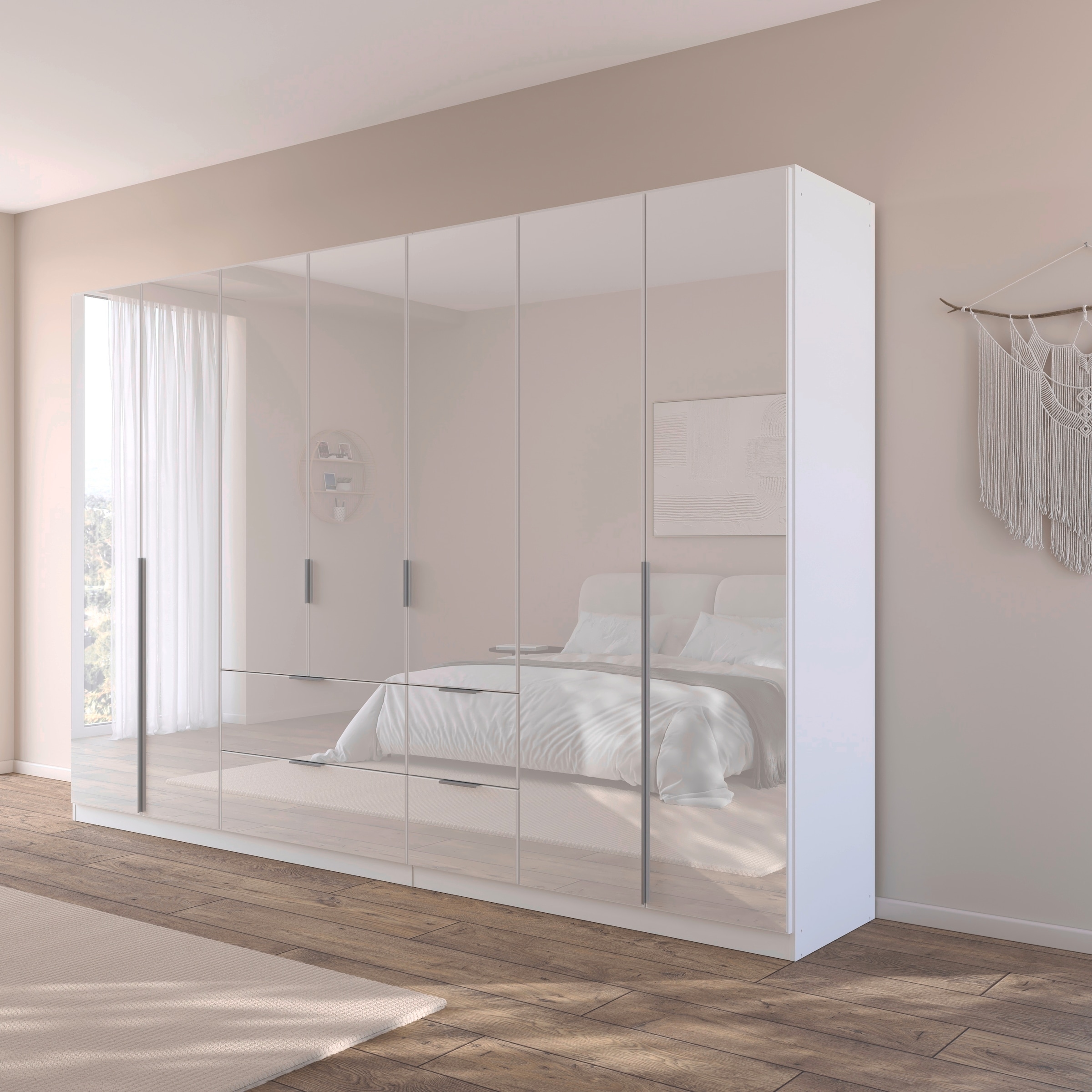 rauch Drehtürenschrank »Kleiderschrank Kleiderschränke Schrank Garderobe AGORDO mit Glasfront«, (in zwei Griff-Farben mit Glasfront), mit Außenschubkästen, in 6 Breiten und 2 Höhen MADE IN GERMANY