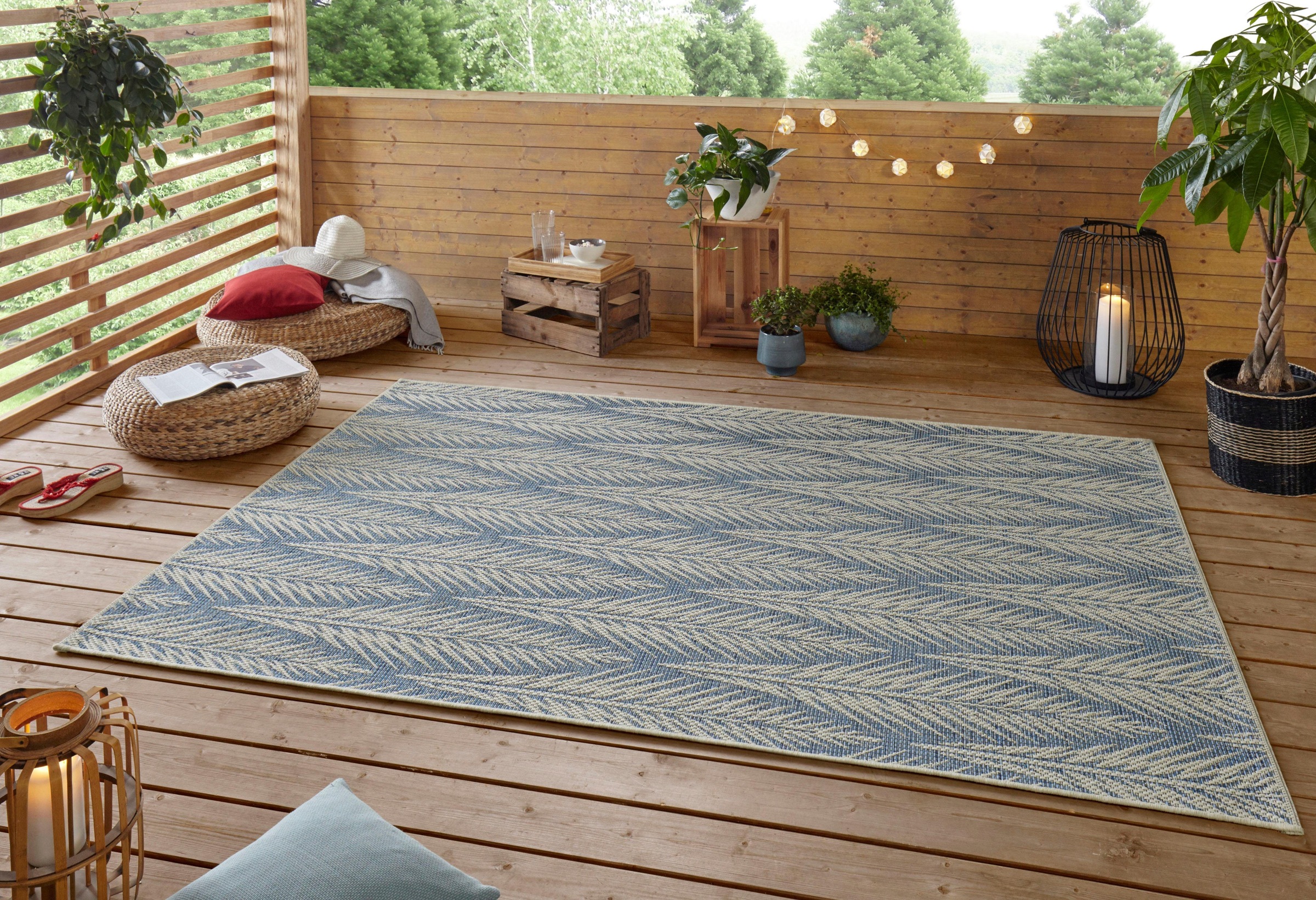 NORTHRUGS Teppich »Pella«, rechteckig, 4 mm Höhe, In-und Outdoor geeignet, Strapazierfähig und pflegeleicht, Flachgewebe