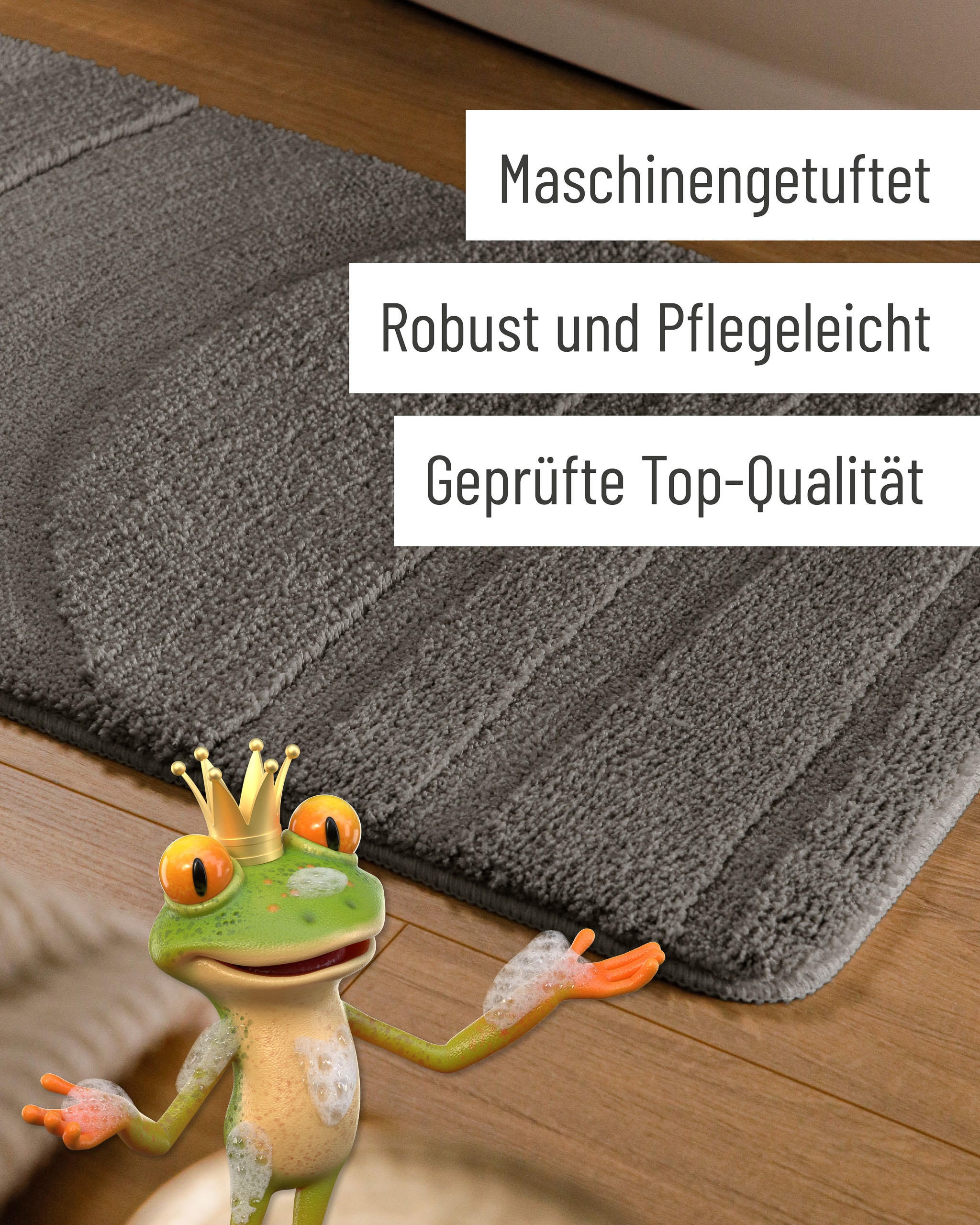 Wecon home Badematte »Marc« Höhe 25 mm rutschhemmend beschichtet schnell trocknend Badteppich, Hoch-Tief-Linien, weich, rutschhemmend, waschbar, getuftet
