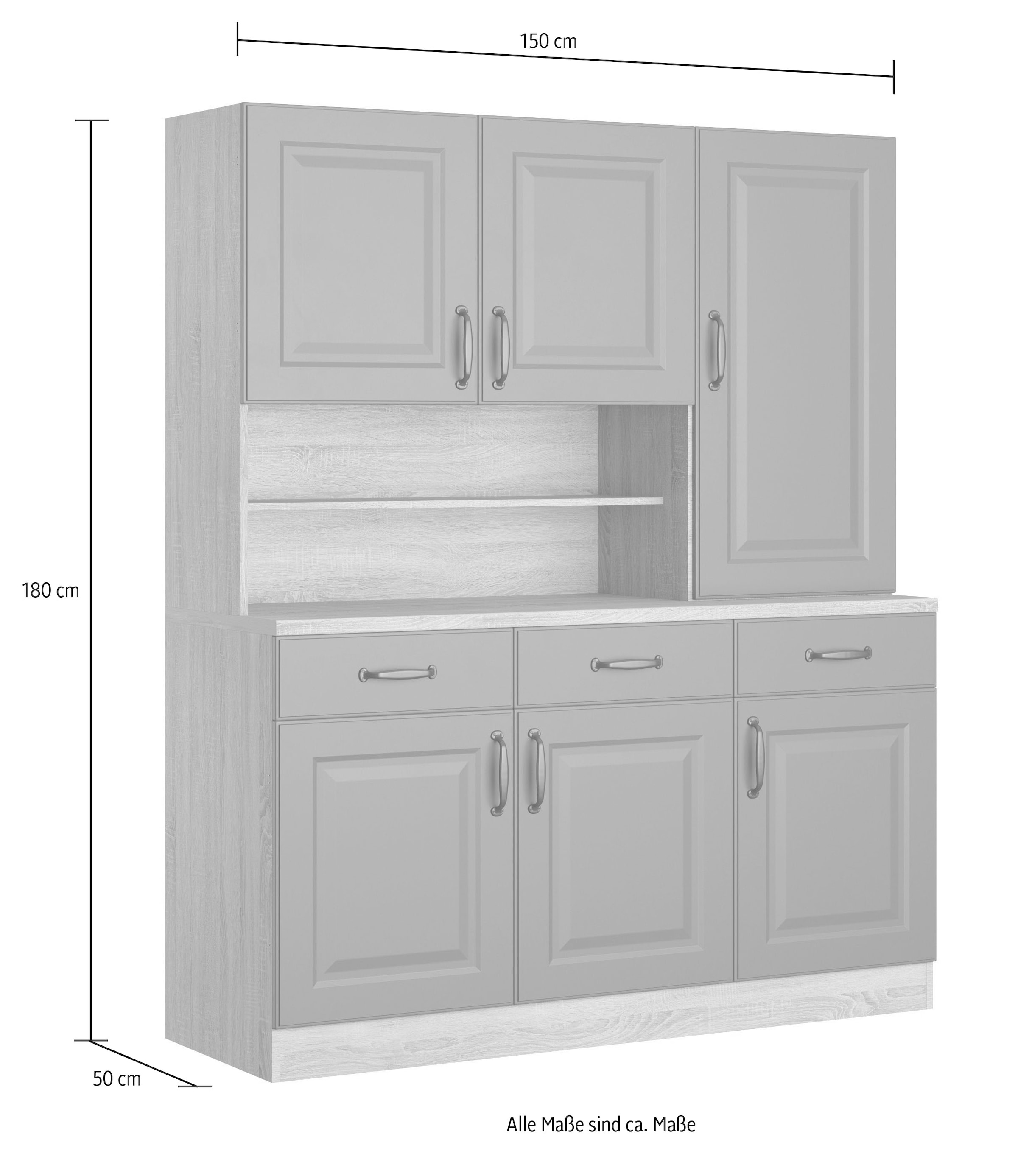 wiho Küchen Küchenbuffet »York«, 150 cm breit, mit Kassettenfront