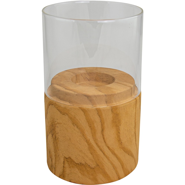RIFFELMACHER & WEINBERGER Teelichthalter »Holzdesign, Weihnachtsdeko«,  Natur-Look, Windlicht, aus Porzellan & Glas, Höhe 19 cm auf Raten kaufen