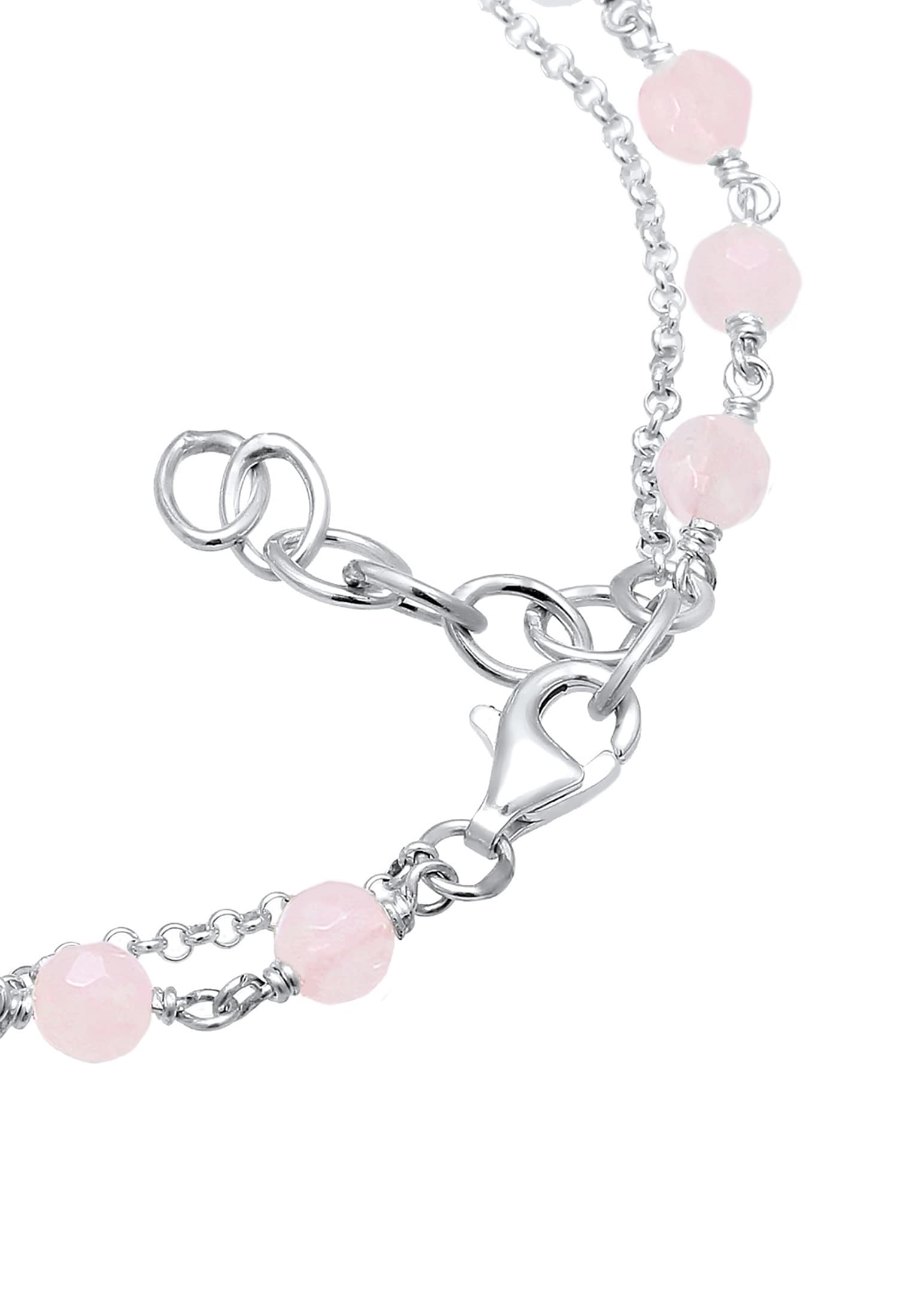 Elli Armkette »Armband Herz Quarz Perlen Rosé 925 Sterling Silber«