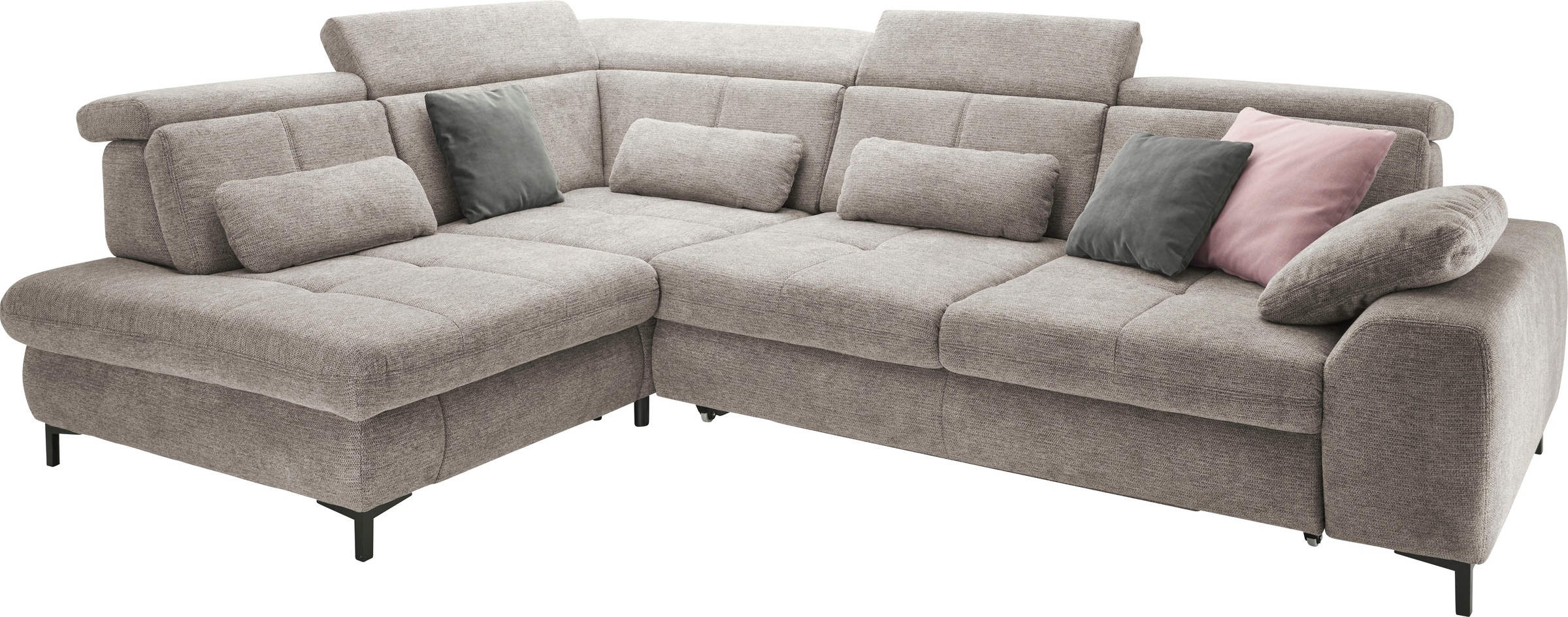 set one by Musterring Ecksofa »SO 3400 Sitzhöhe 47cm oder 49cm, Sitztiefe verstellbar, B/T 317/220 cm«, Kaltschaumpolsterung, Flachgewebe, whlw. mit Funktionen, Sitzhöhe 47