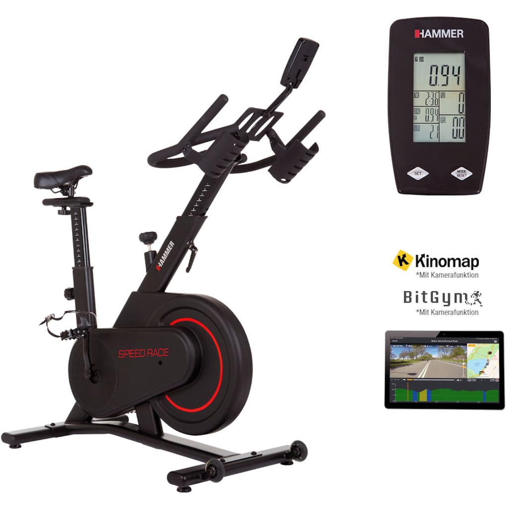 Hammer Speedbike »Race«, Trainingscomputer mit LCD-Anzeige, Fitness-Apps per Smartphone/Tablet