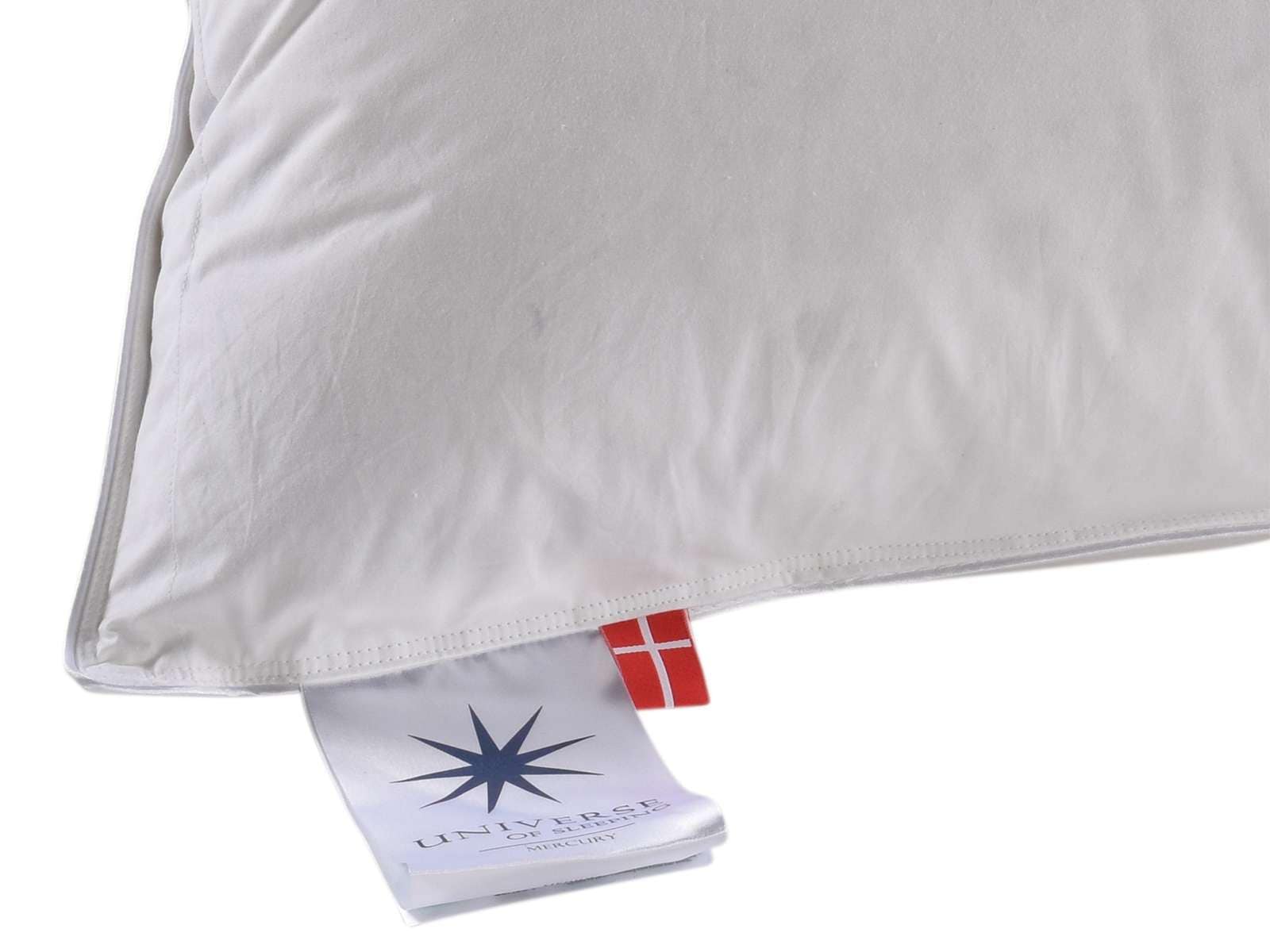 Universe of sleeping 3-Kammer-Kopfkissen »Mercury 3-Kammer Kopfkissen, 90% Daunenfüllung, natürliche Materialien«, Füllung: 90% Entendaunen/10% Federn im AuÎ²enkammer, (1 St.), Hochwertige Kissen, 40x80 cm. in Medium Höhe, Made in Denmark