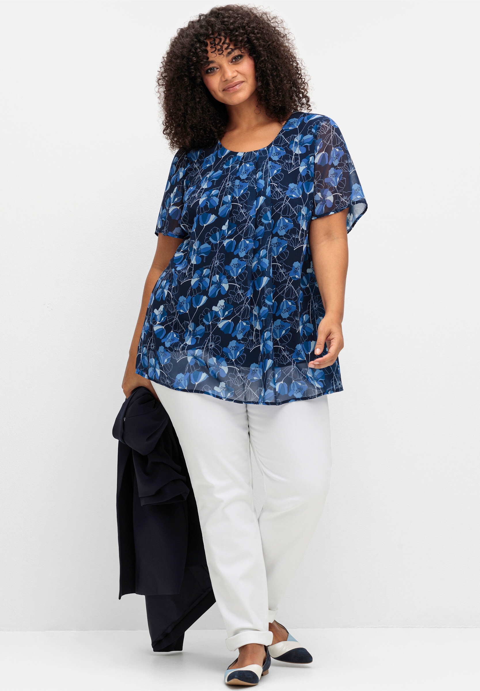 Sheego Longbluse »Tunika Tunika aus Chiffon, im Lagenlook«