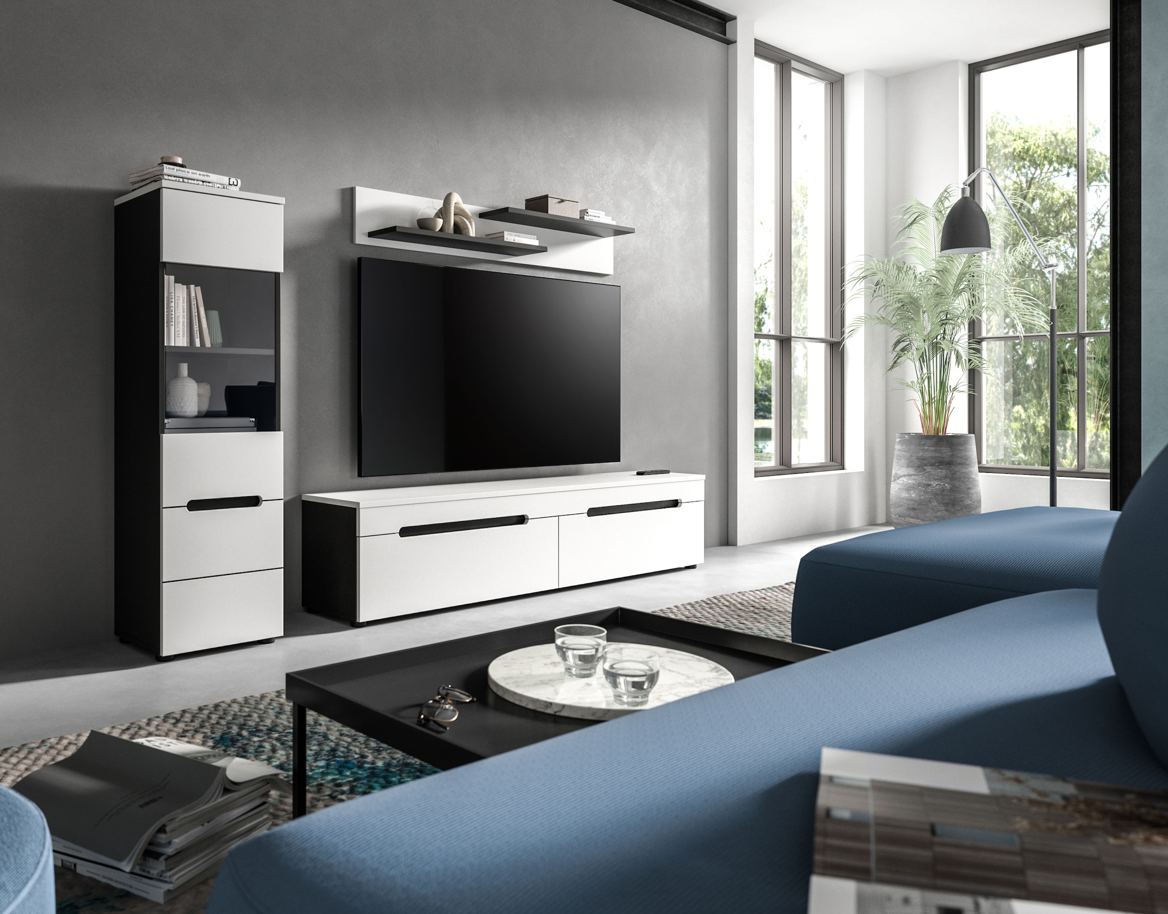 Home affaire Vitrine »REHAT, TOPSELLER!, Höhe 125 cm, 1 Glastür, 1 Böden, 3 Fächer« stehend und hängend montierbar, 1 Stk. tlg. Vitrinenschrank, Schrank, Glasvitrine, Wohnzimmervitrine