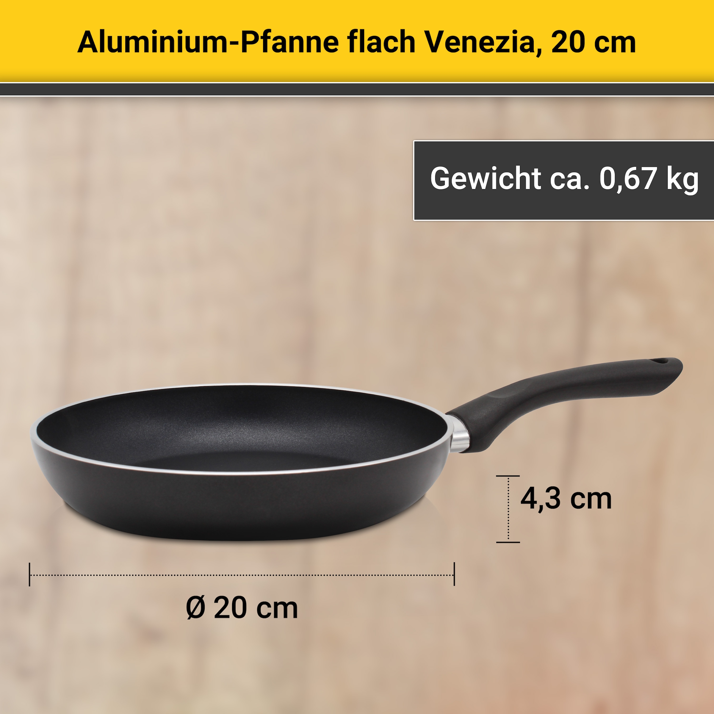 Krüger Bratpfanne »Aluminium Pfanne flach Venezia« Aluminium 1 Stk. tlg. für Induktions-Kochfelder geeignet