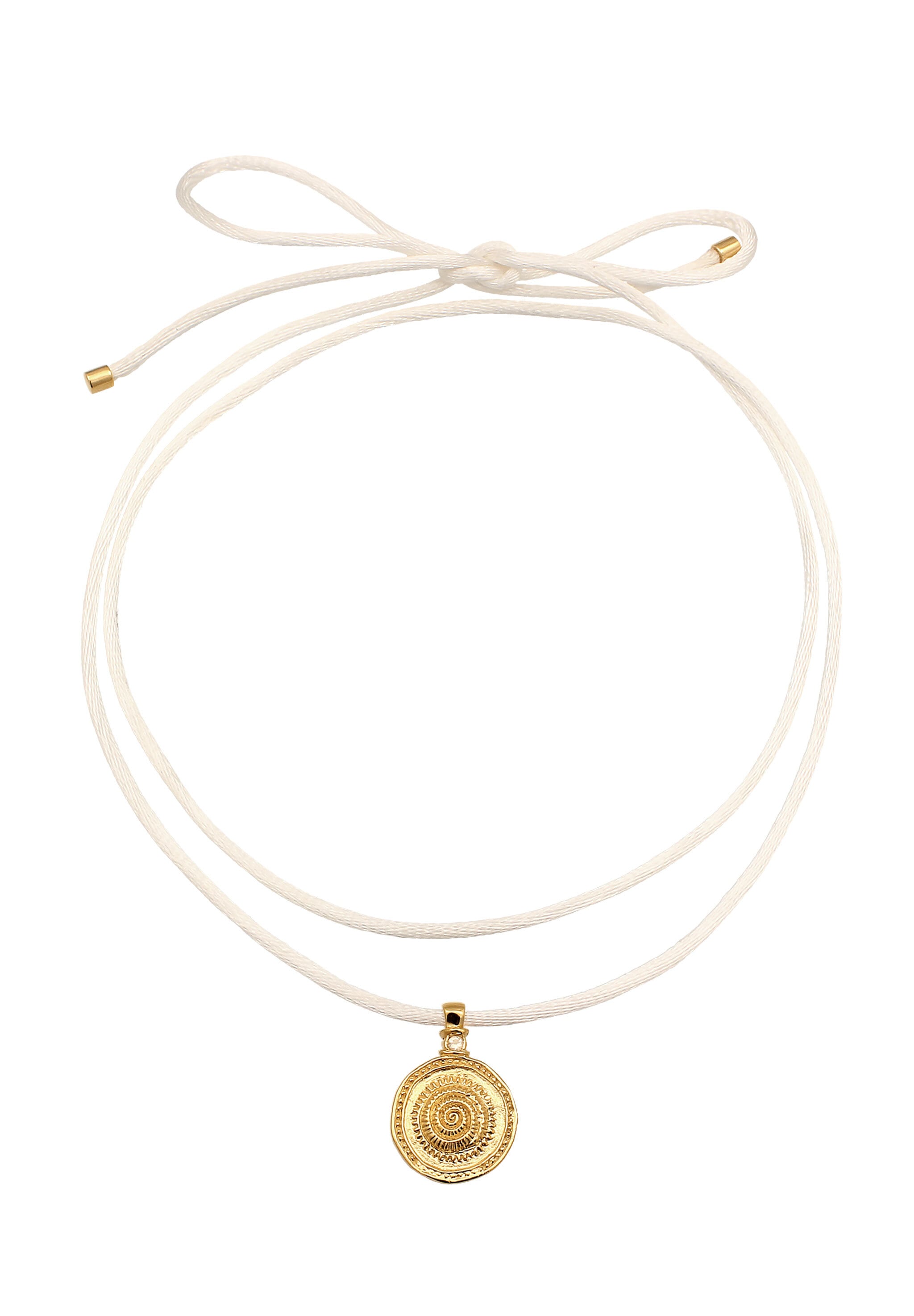 HAZE & GLORY Kette mit Anhänger »Halskette Satin mit Muschel Anhänger Mondstein 925 Silber vergoldet«