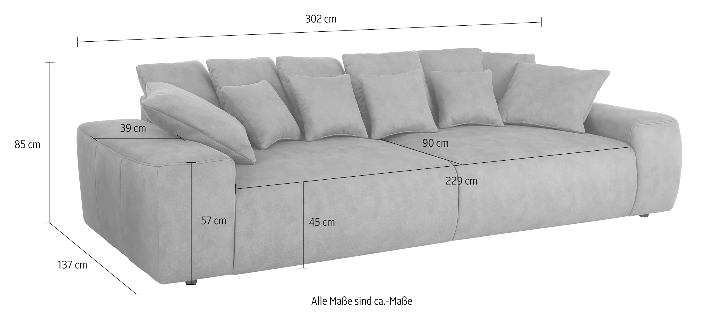 Home affaire Big-Sofa »Sundance«, Polsterung für bis zu 140 kg pro Sitzfläche, auch mit Cord-Bezug