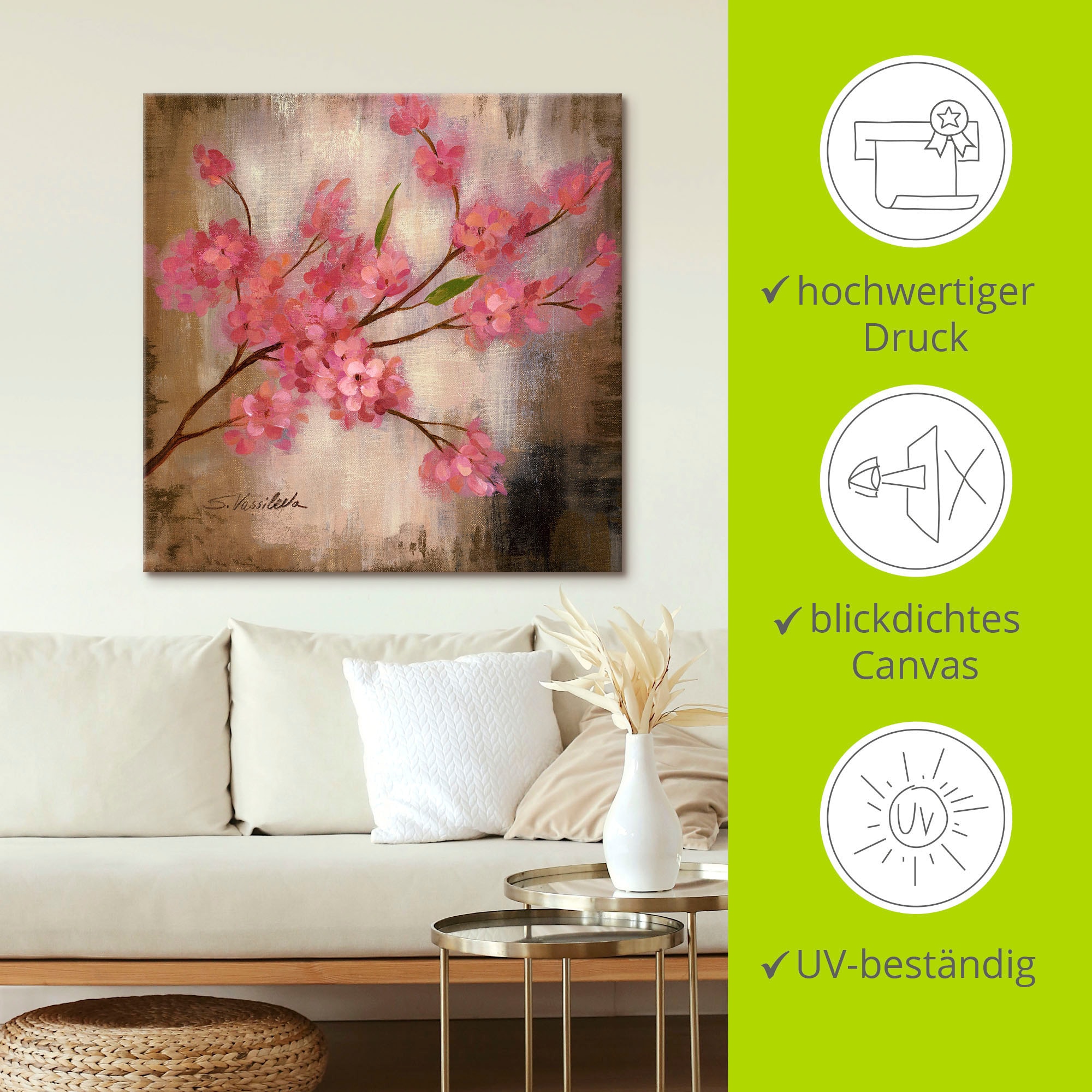 Artland Leinwandbild »Kirschblüte I« 1 Stk. tlg. auf Keilrahmen gespannt