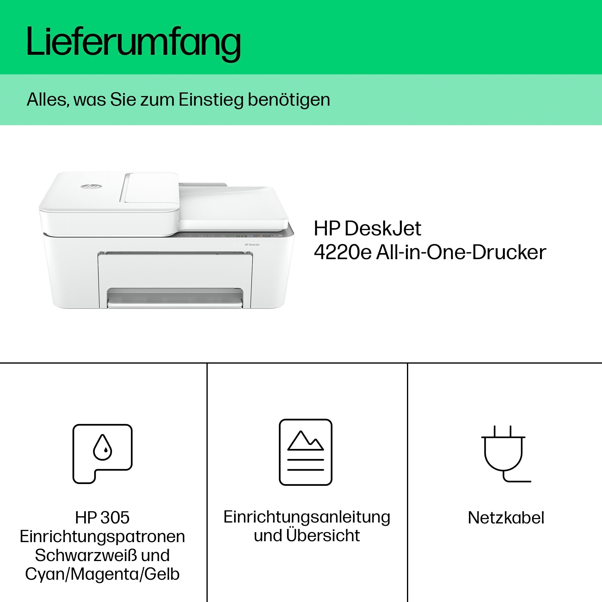 HP Multifunktionsdrucker »DeskJet 4220e«, 3 Monate gratis Drucken mit HP Instant Ink inklusive