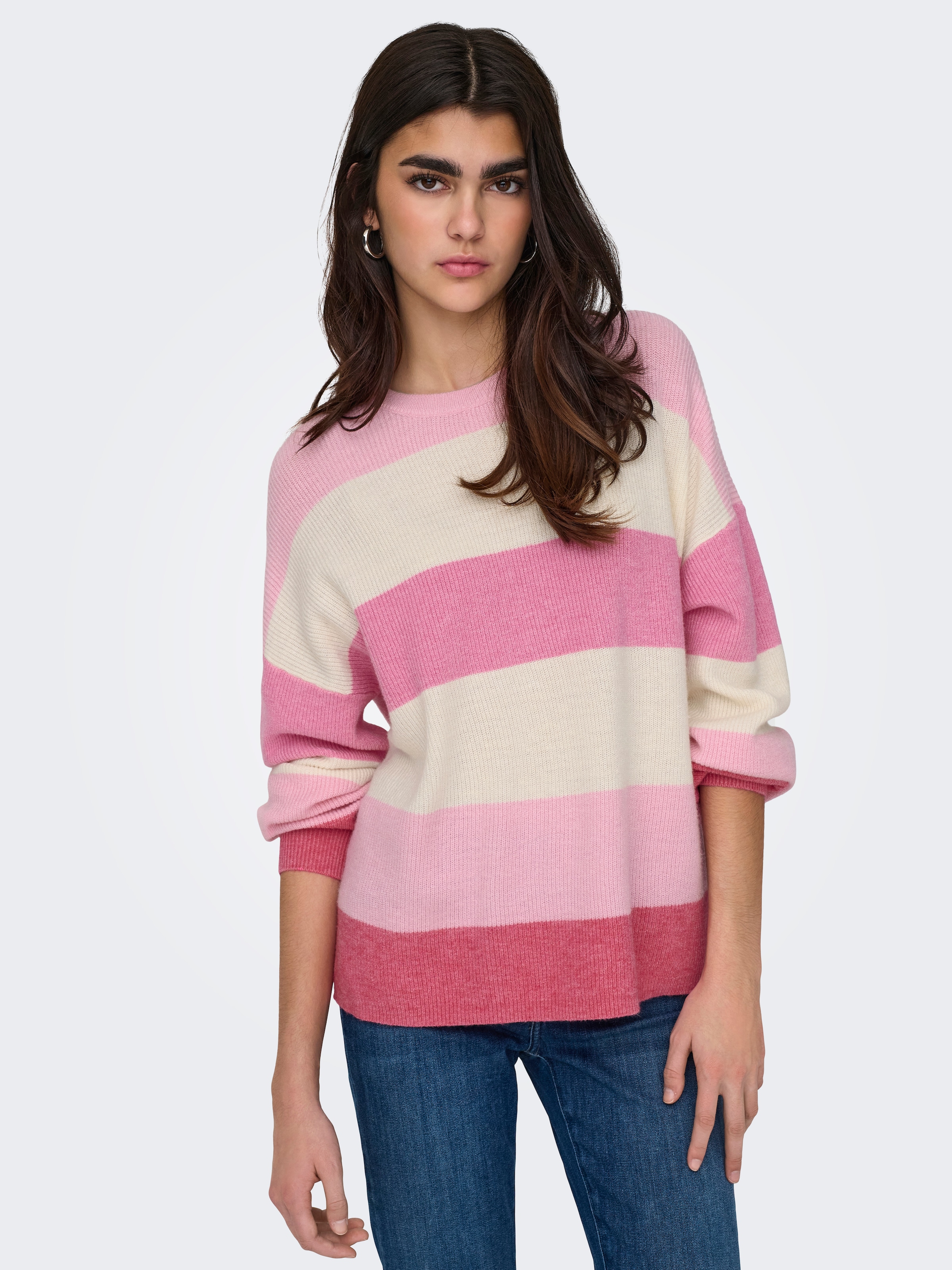 ONLY Strickpullover »ONLATIA L/S STRIPE PULLOVER KNT NOOS« mit Colorblock Design