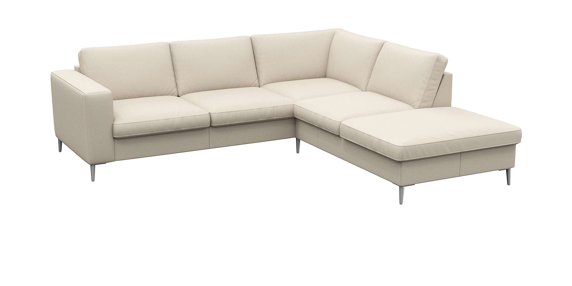 FLEXLUX Ecksofa »Fiore, L-Form«, breite Armlehnen, Füße alufarben, B/T 241/225 cm, Kaltschaum im Sitz
