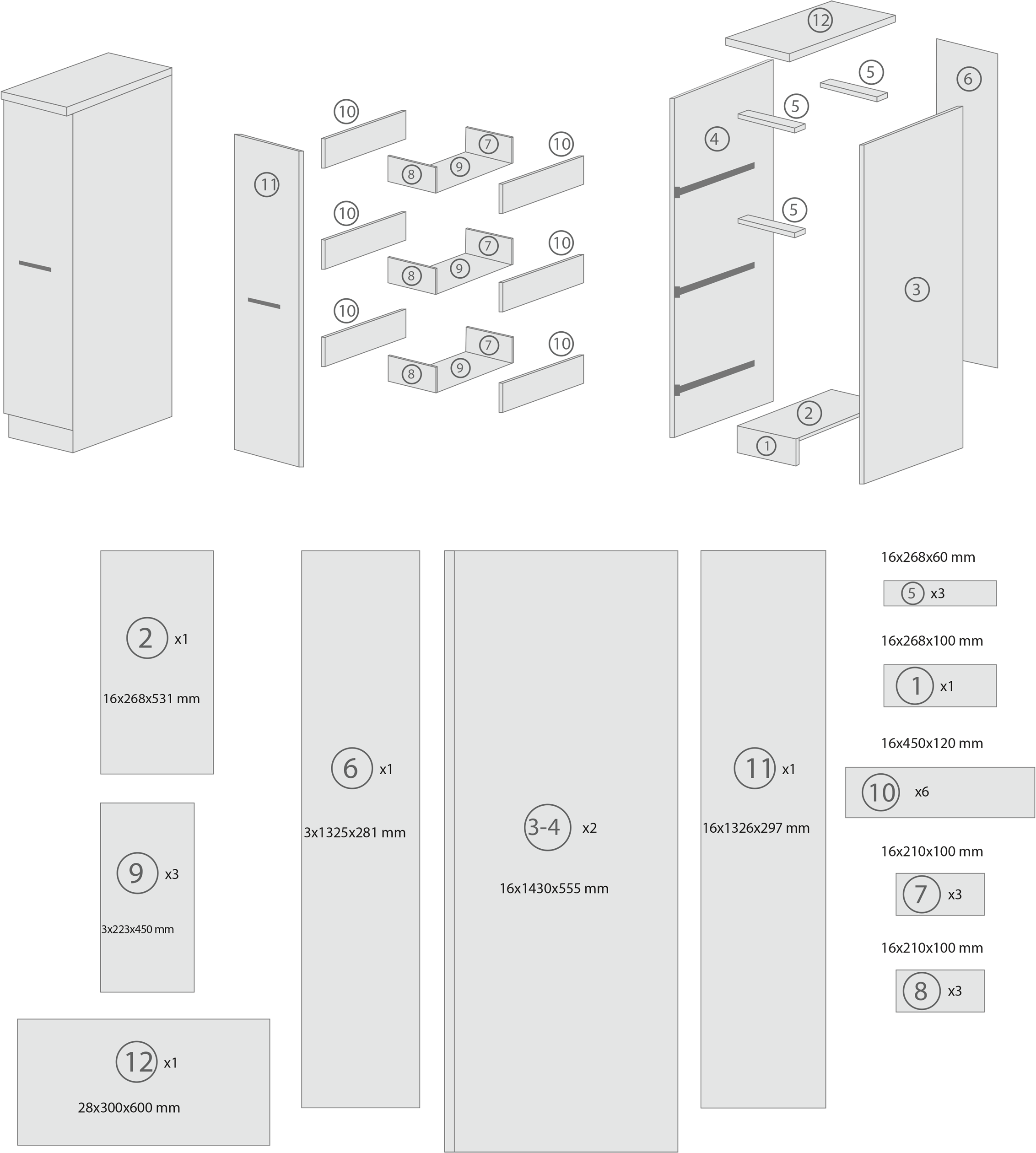 RESPEKTA Apothekerschrank »Merle« Breite 30 cm, Metallstangengriffe, Höhe 144,8 cm