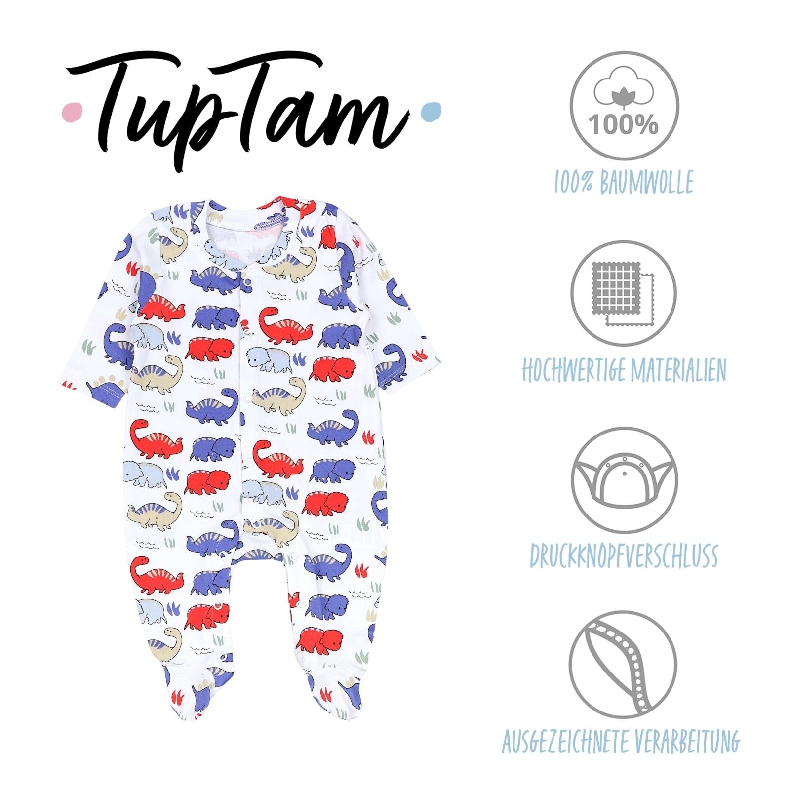 TupTam Strampler »Schlafstrampler Baby Jungen Schlafstrampler mit Fuß 3er Pack«
