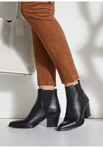 LASCANA Stiefelette, Chelsea Boots aus Leder in modischer Kroko Optik mit spitzer Form kaufen