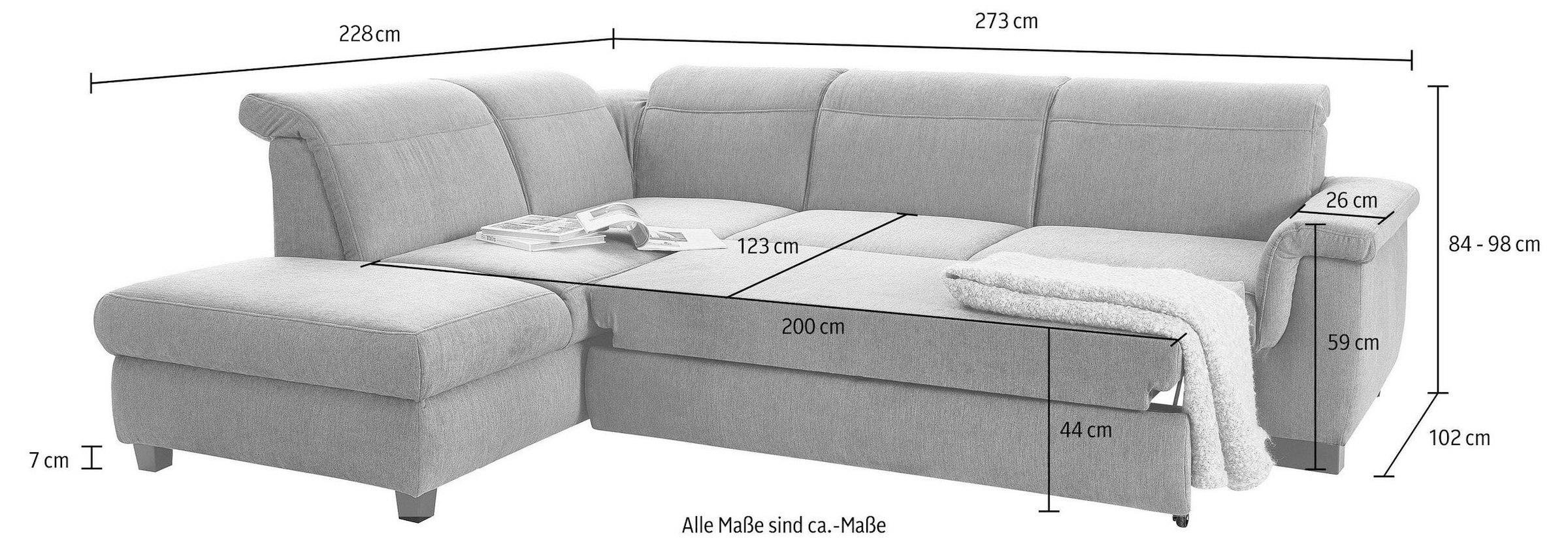 DOMO collection Ecksofa »Sully komfortables Sofa, OTTOs Choice, L-Form«, wahlweise mit Bettfunktion und Kopf- bzw. Rückenverstellung