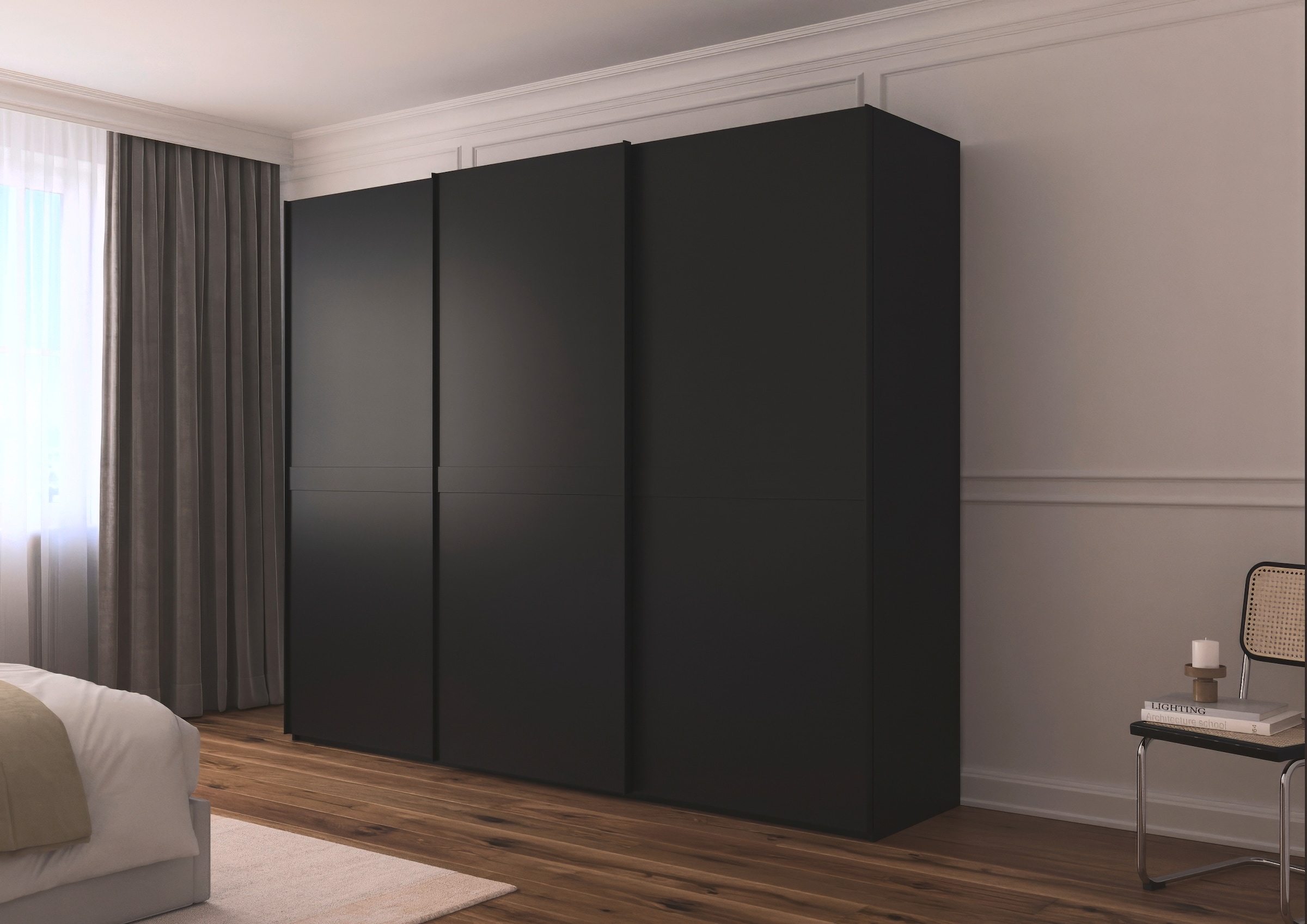 rauch Schwebetürenschrank »Kleiderschrank Schrank Garderobe Schlafzimmerschrank SCALE-LINE«, edle Optik mit Bauchbinde in Korpusfarbe Dekorfront MADE IN GERMANY