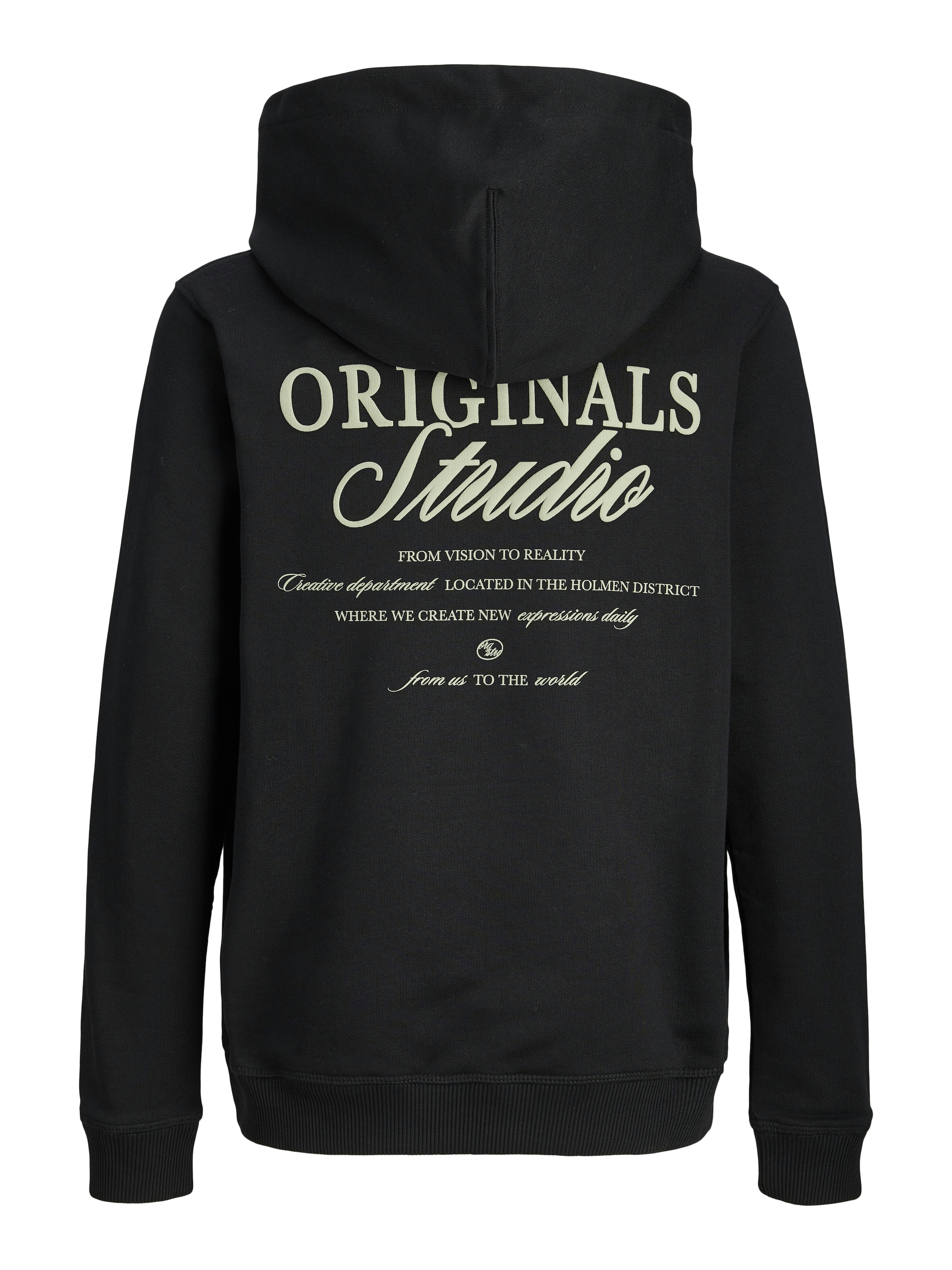 Jack & Jones Junior Kapuzensweatshirt »JORNORREBRO TYPO BACK SWEAT HOOD SN JNR«, Baumwollmischung, relaxed fit, Langarm
