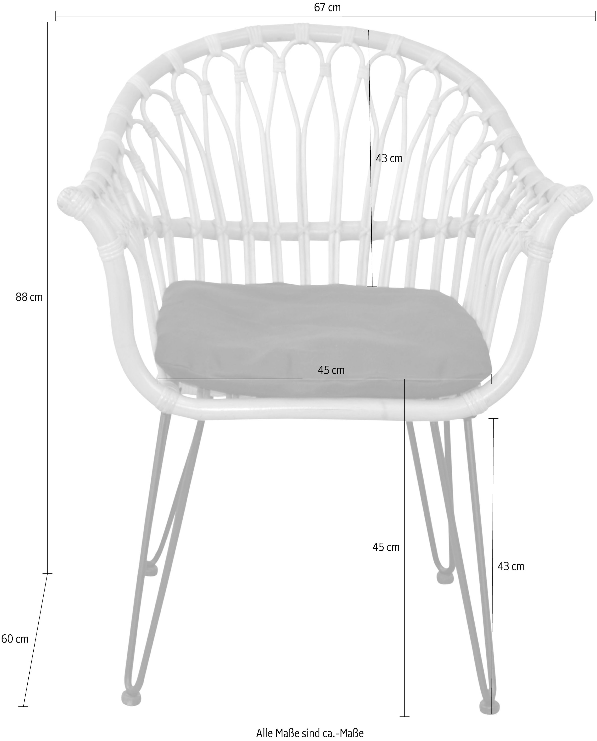 HOFMANN LIVING AND MORE Esszimmersessel, 2er-Set,  handgeflochten