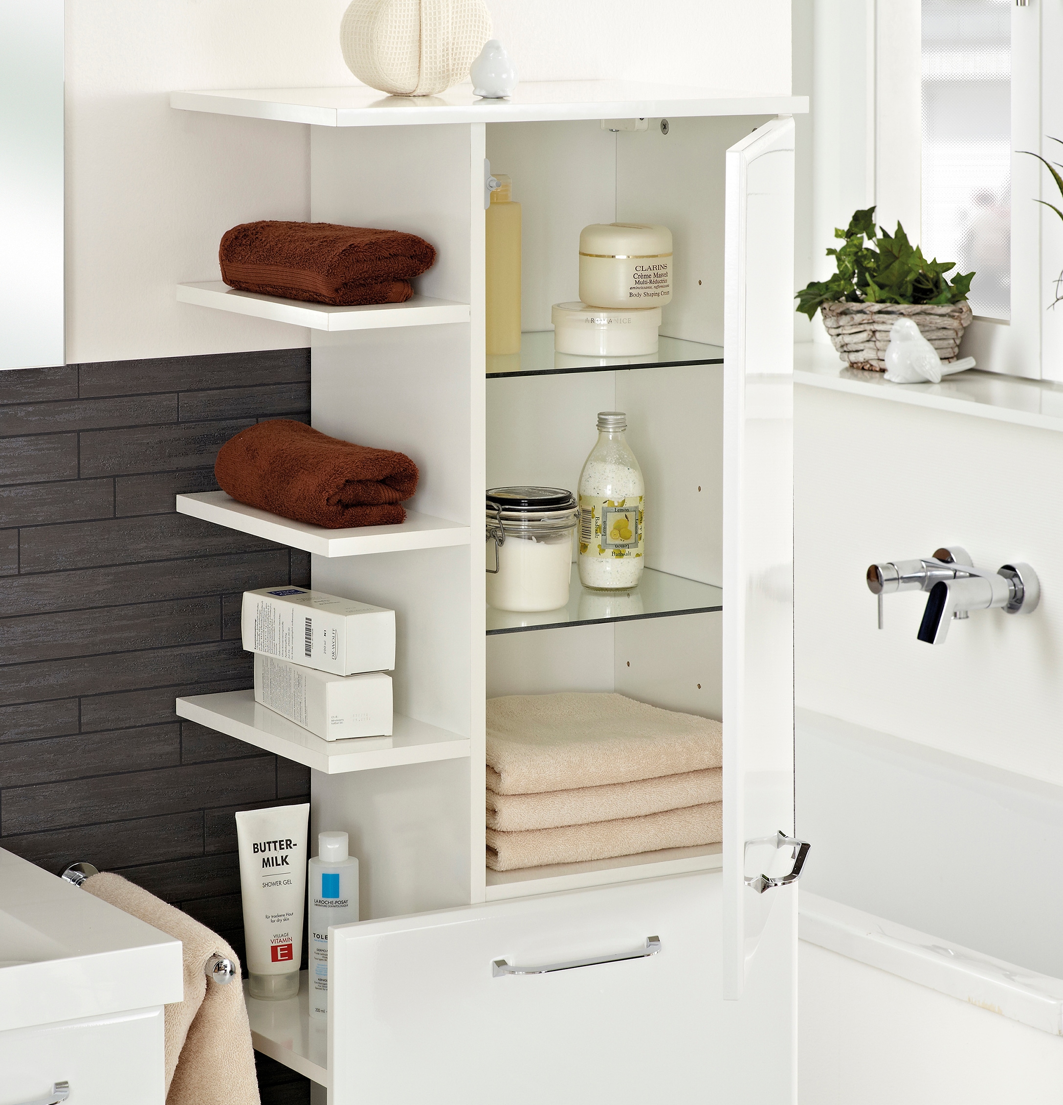 Saphir Badmöbel-Set »Quickset 341 3-teilig, Mineralmarmor-Waschtisch und LED-Spiegelschrank« Set, 3 Stk. tlg.