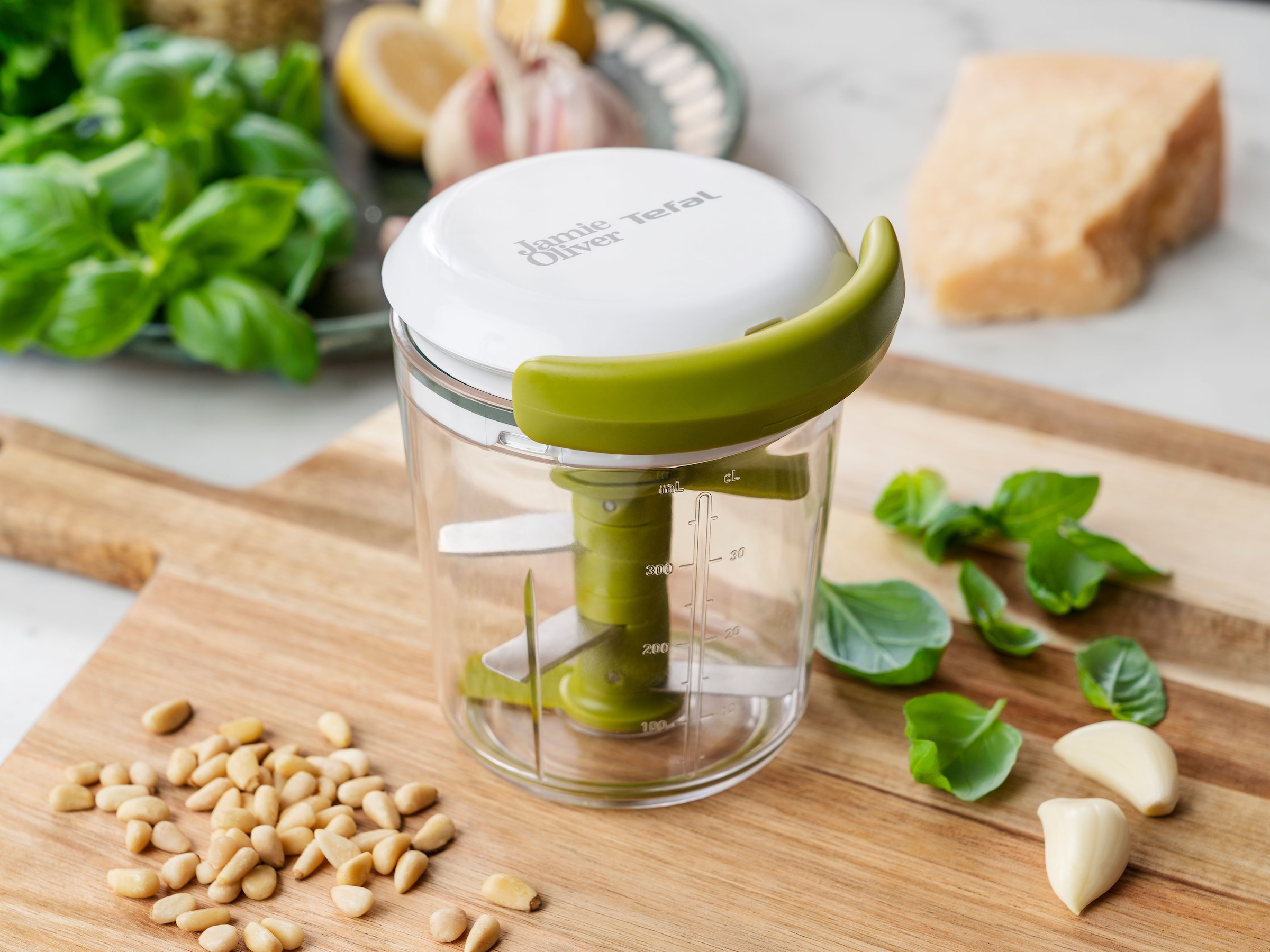 Tefal Gemüsehacker »K16441 + K16443 Jamie Oliver Chop & Shaker«, Zerkleinerer, 450 ml, Edelstahlklingen, Deckel, Messskala, Rotormesser