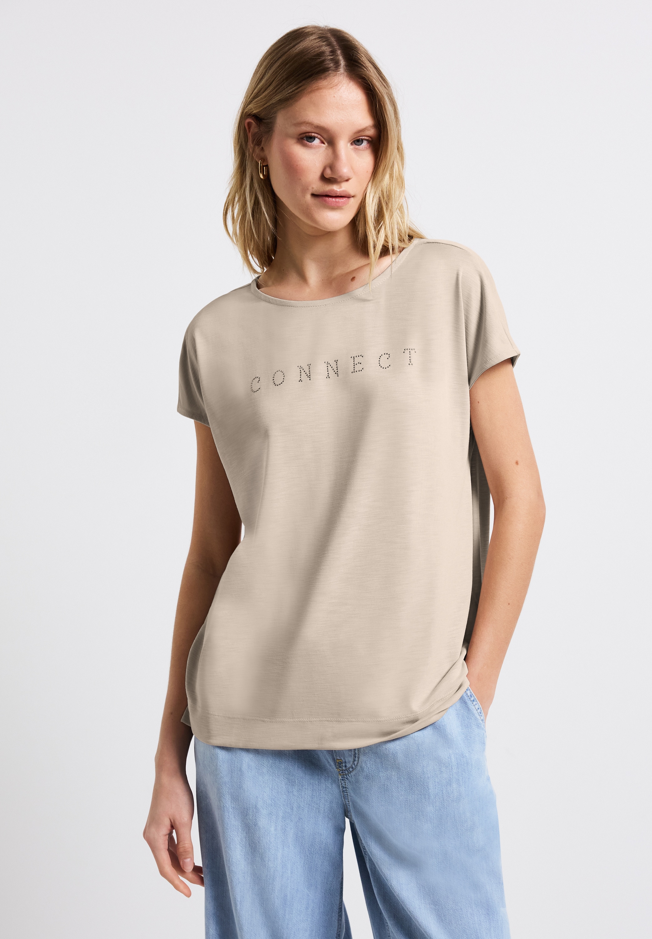 STREET ONE T-Shirt, mit Wording aus Schmucksteinen