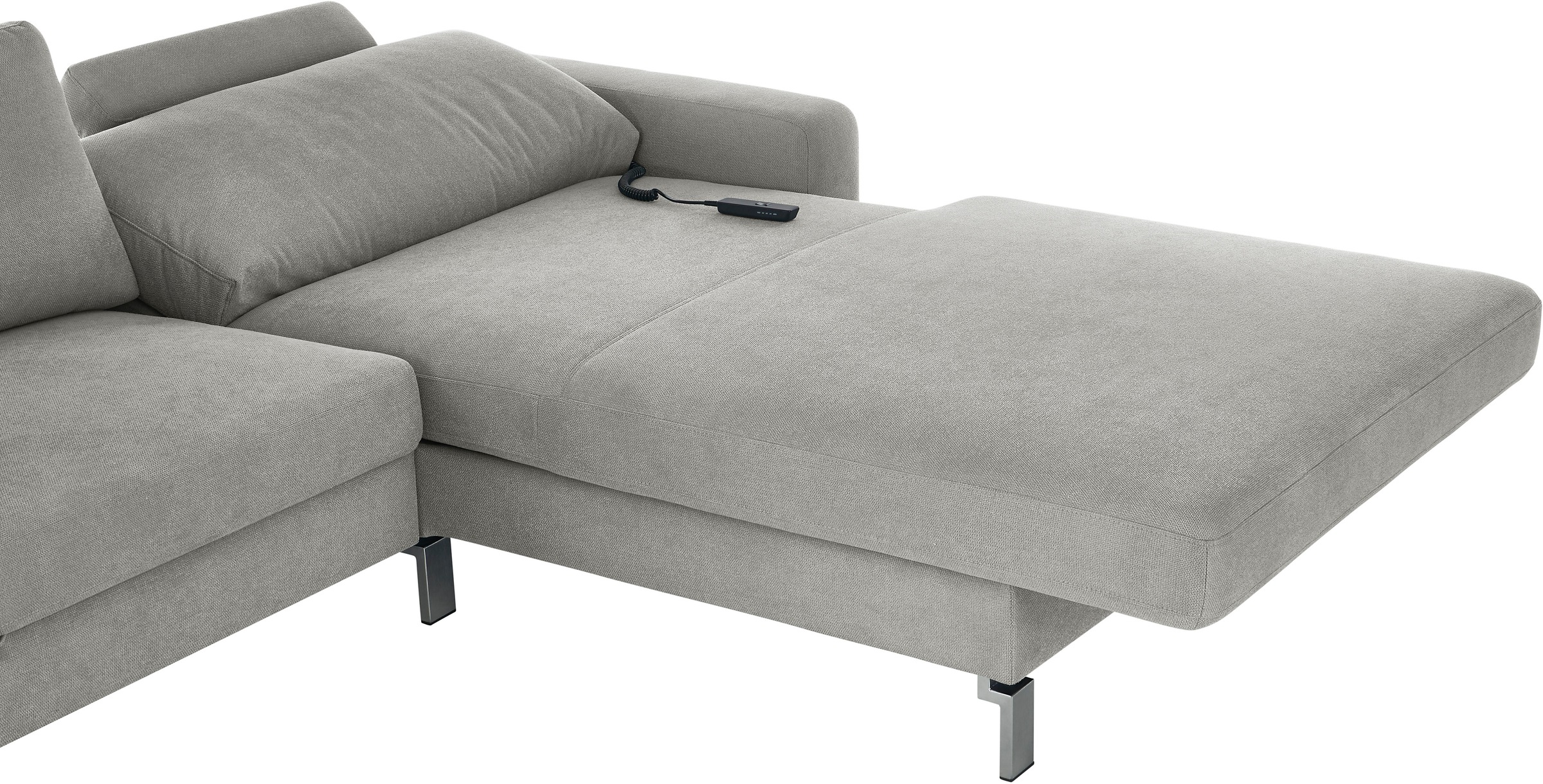 3C Candy Ecksofa »Lecce, wahlweise PUR-Schaumstoff oder Tonnentaschenfederkern«, Bett im 2,5-Sitzer, teilmotorische Schlaffunktion im Longchair, L-Form