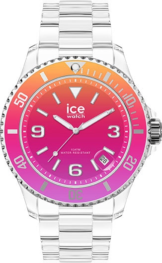 Quarzuhr »ICE clear sunset - Pink - Small - 3H, 021440«, Armbanduhr, Damenuhr, Datum,...