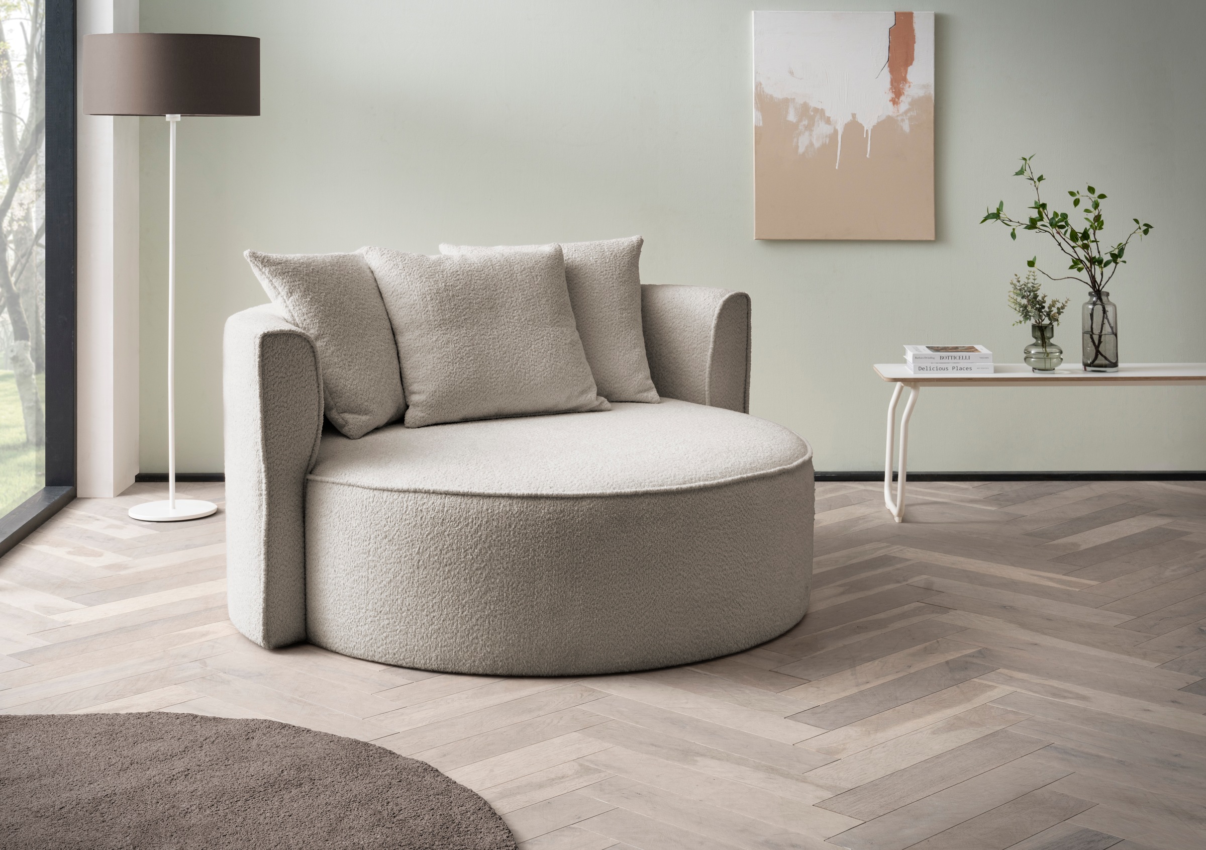 LeGer Home by Lena Gercke XXL-Sessel »Isalie, Lesesessel, Loveseat, inklusive Zierkissen«, extra große Sitzfläche, optional mit Hocker, Cord, Samt, Bouclé