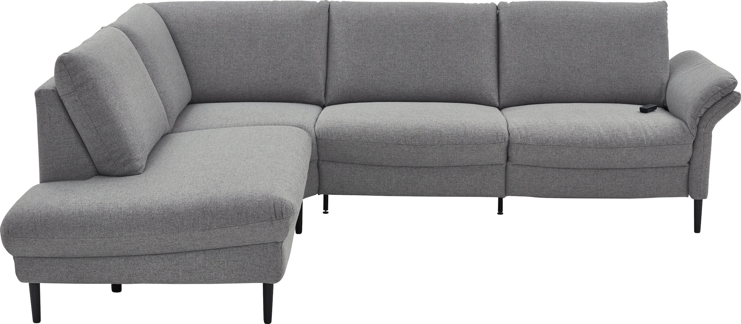Places of Style Ecksofa »Sarsina: mit Tonnentaschen-Federkern, perfekt zum Entspannen L-Form«, inklusive 2 motorischen Relaxfunktionen mit Herz-Waage-Beschlag