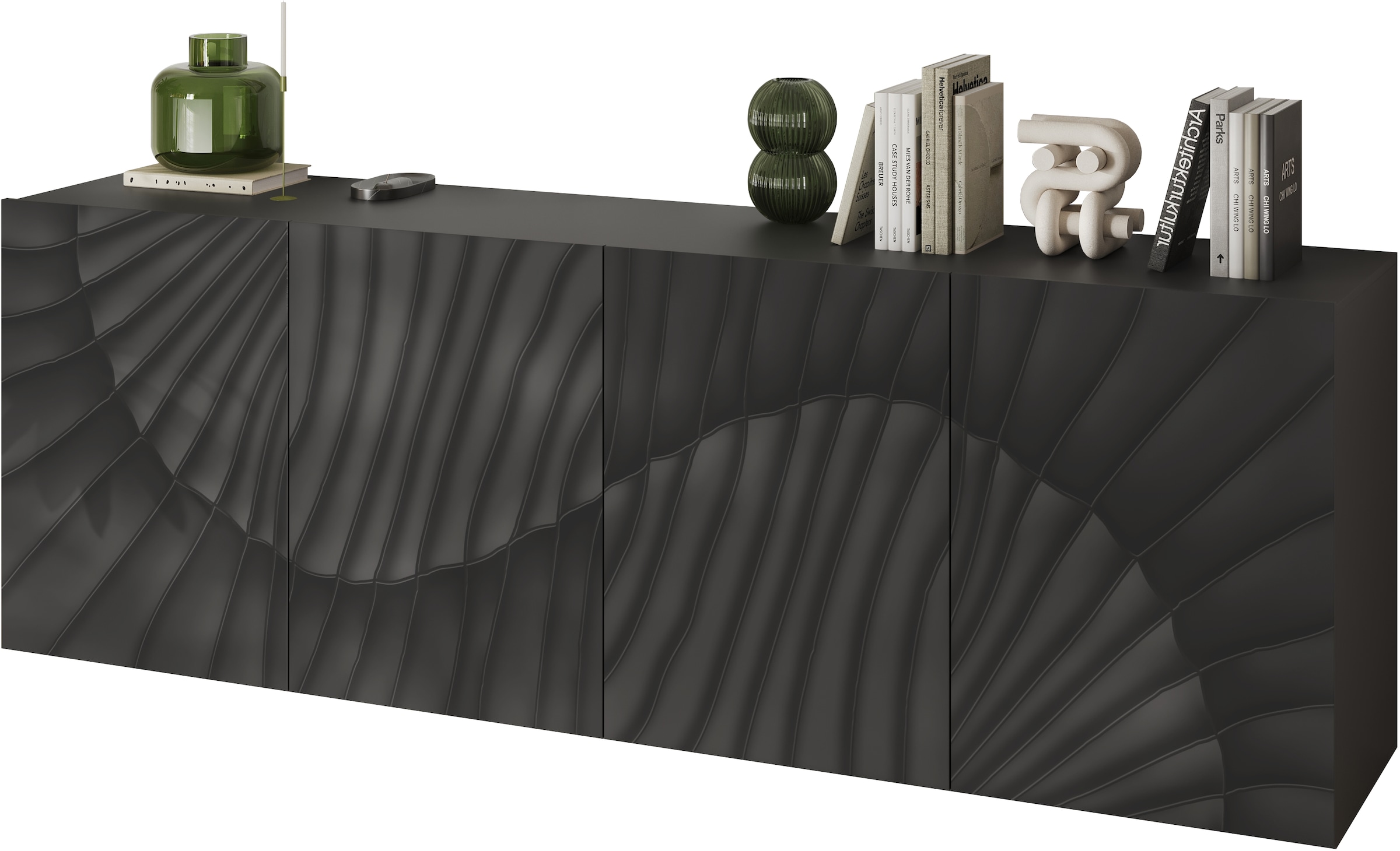 INOSIGN Sideboard »Snake, Kommode, Anrichte, Stauraummöbel Breite 241 cm, Siebdruck-Front«, moderne Wohnmöbel, 4 Türen, viel Stauraum, stilvoll und funktional