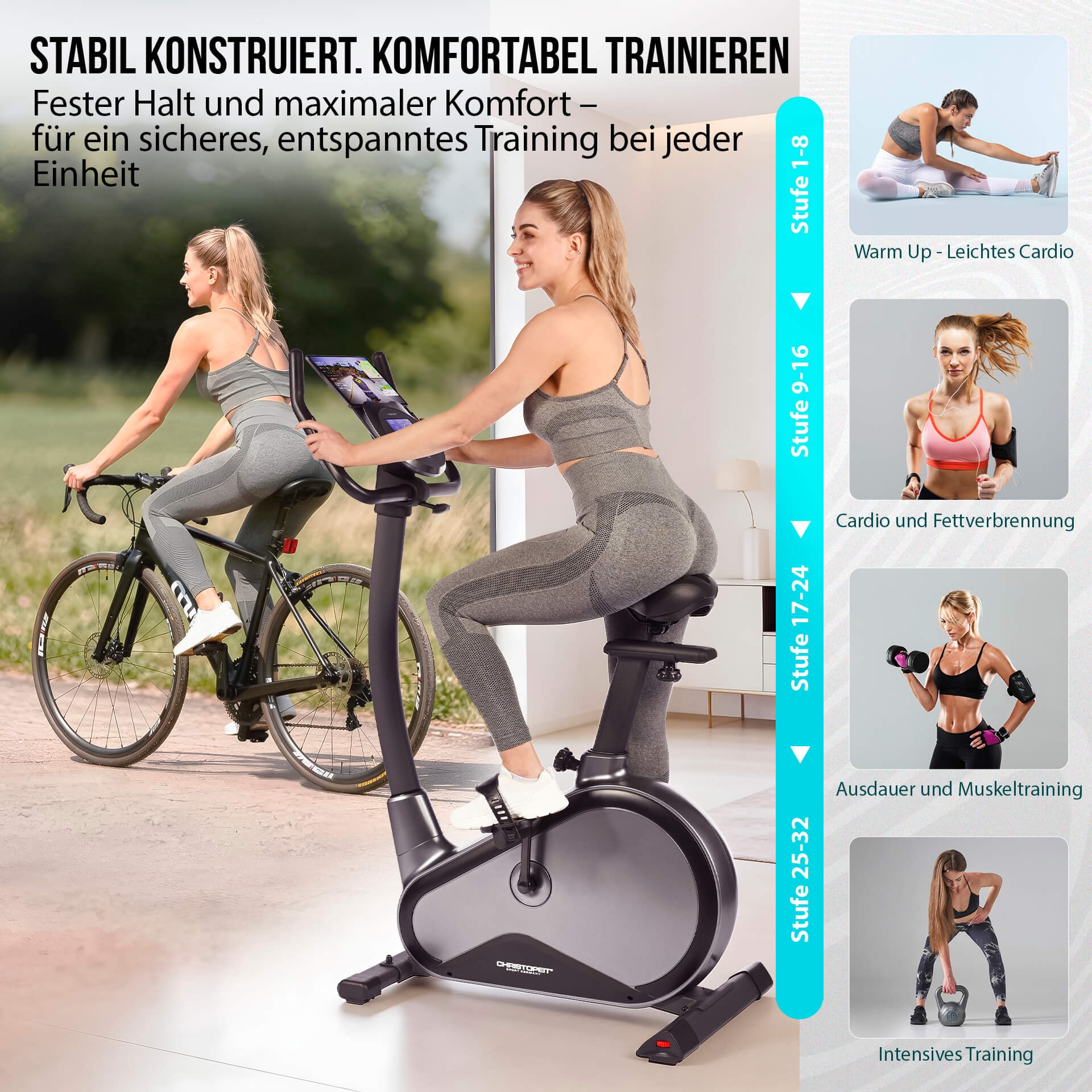 Christopeit Sport® Ergometer »EM 8000« 150 kg max. Benutzergewicht, Fahrrad, 32 Widerstandsstufen