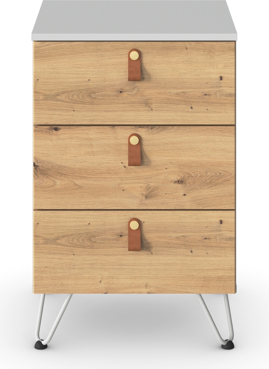 rauch Nachtkommode »Homey by Aditio«, mit Grifflaschen in Leder, 3 Schubladen mit Softclose-Funktion