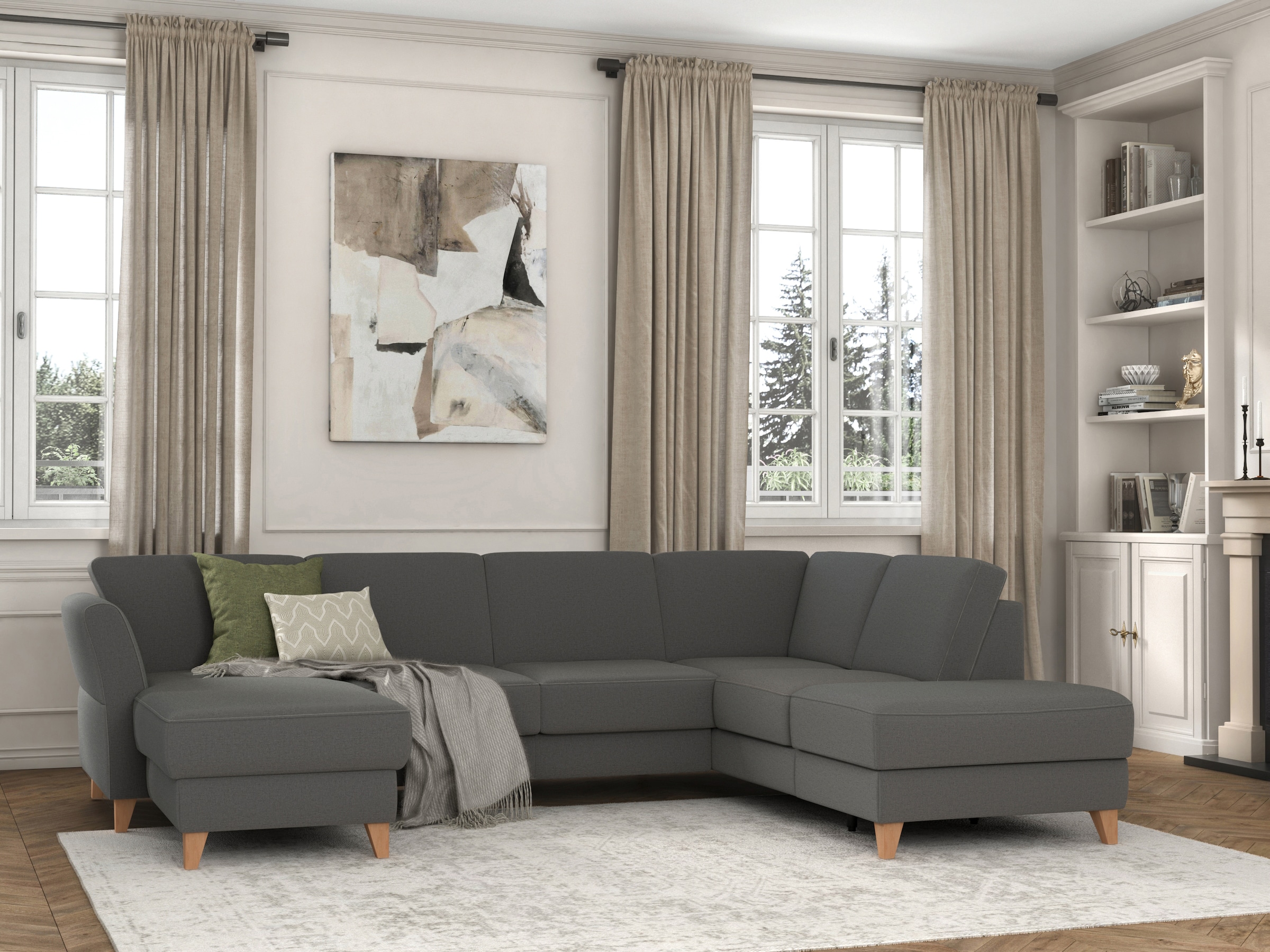 sit&more Wohnlandschaft »Visby U-Form« wahlweise mit Bettfunktion und Stauraum, frei im Raum stellbar